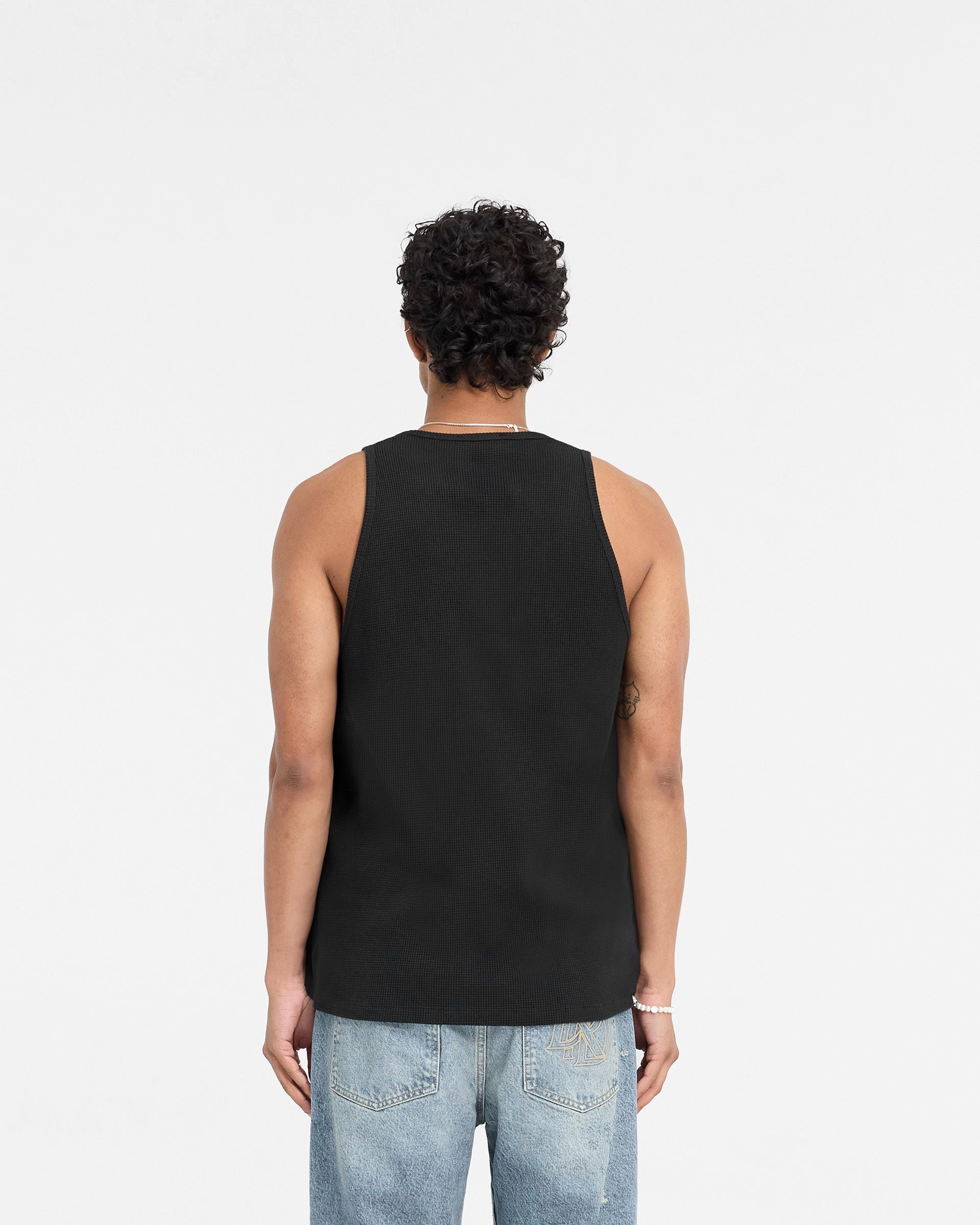 Heather Texture Finish Edgy Represent X Duke   Dexter Ribbed Vest - Black