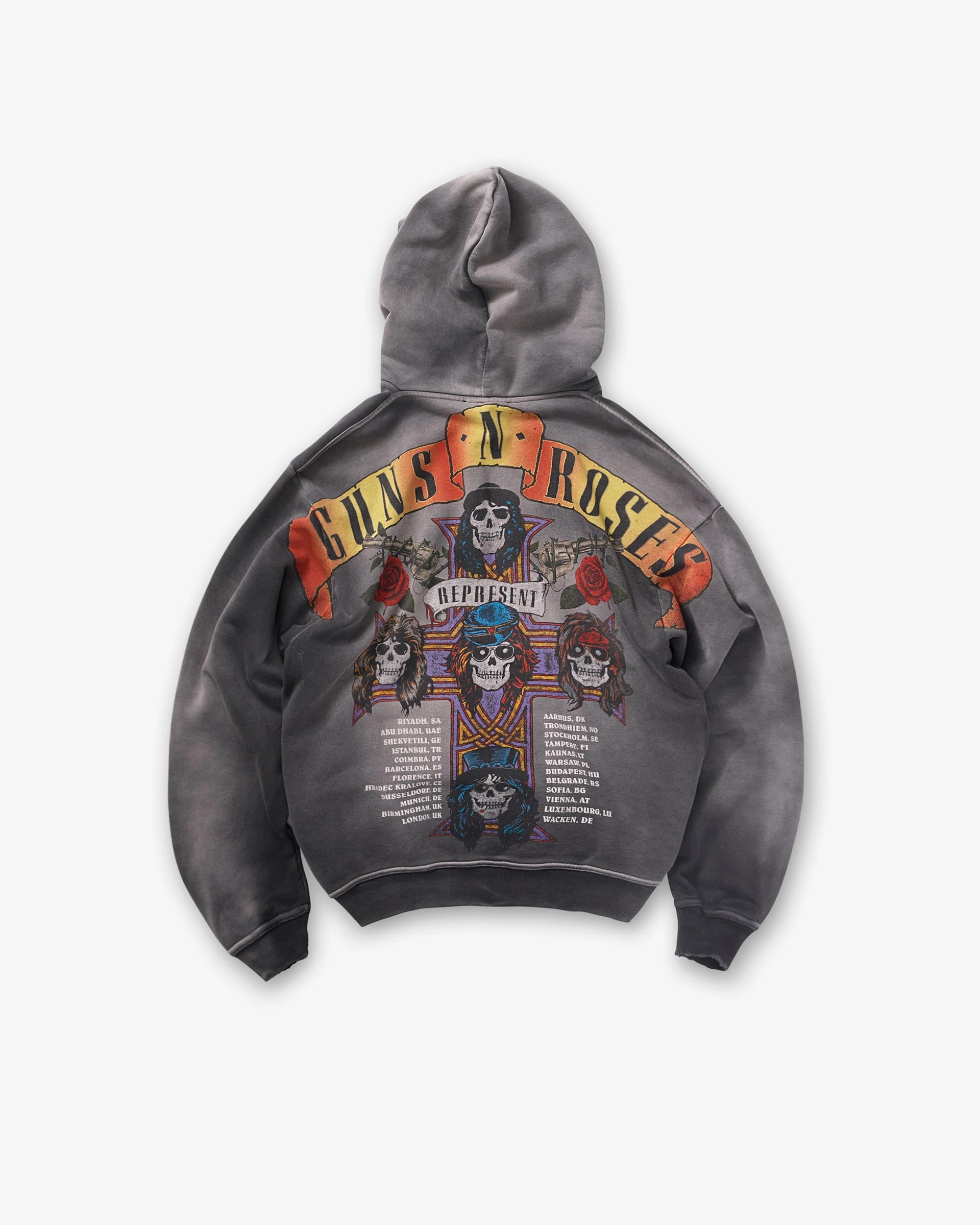 Represent X Guns N' Roses Tour Hoodie - Stained Black All Day Comfort