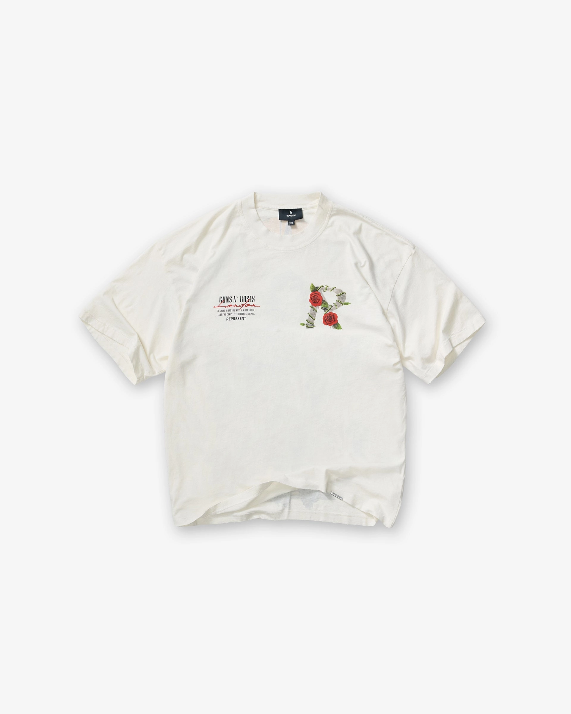 Cozy Comfort Chill Mode Fit Represent X Guns N' Roses Tour T-Shirt - Flat White