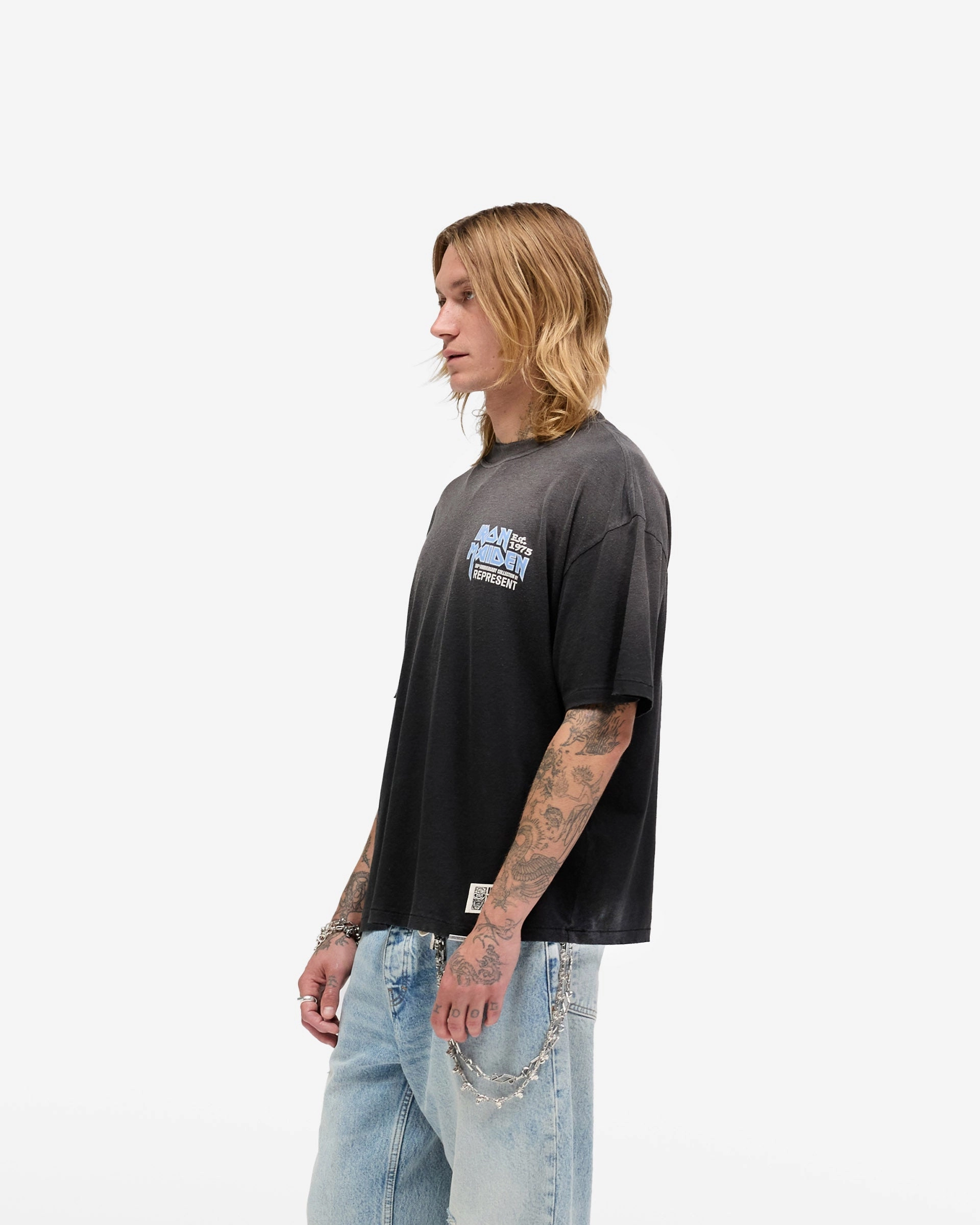 Represent X Iron Maiden Anniversary T-Shirt - Stained Black Performance Wear High Density Fabric