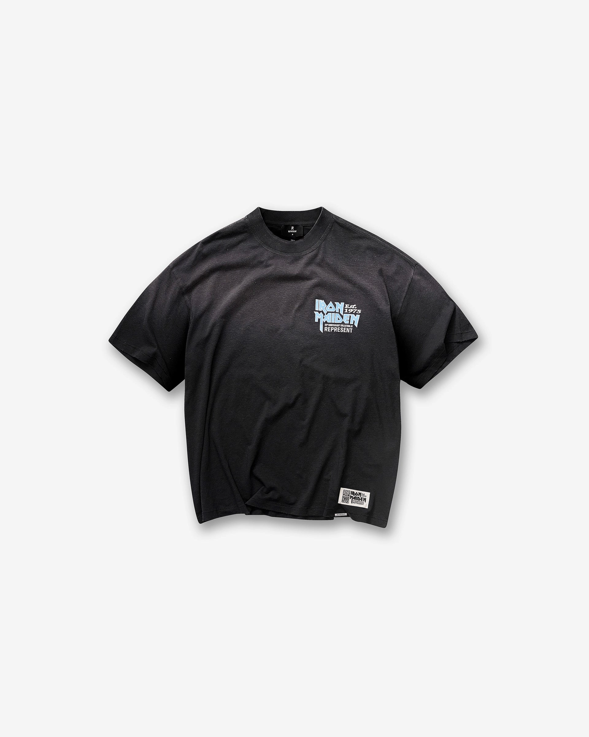 Represent X Iron Maiden Anniversary T-Shirt - Stained Black Cozy Layering