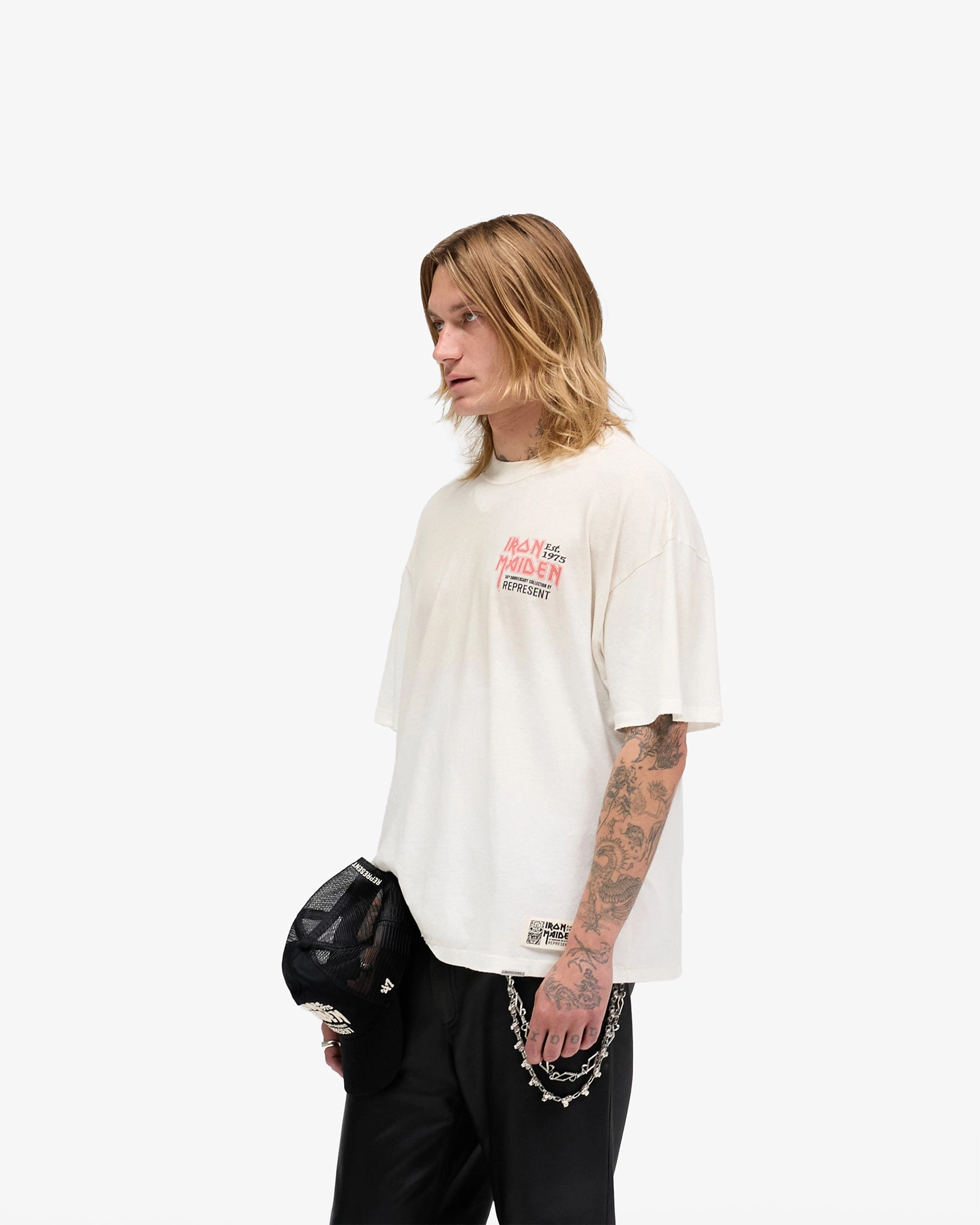 Represent X Iron Maiden Anniversary T-Shirt - Washed Ecru Comfy Flex Job Interview