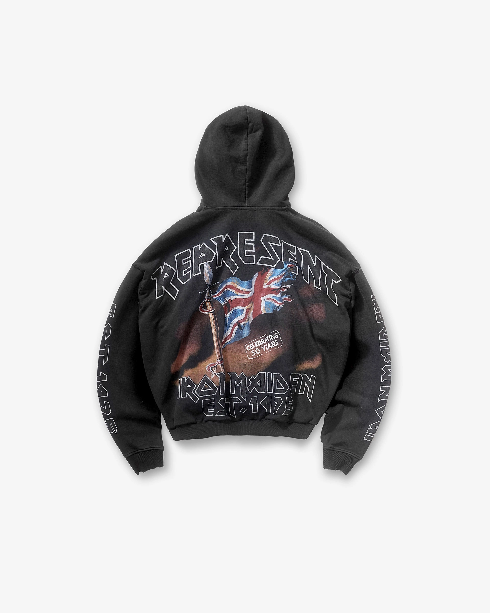 Cinco de Mayo wear Freedom of movement Represent X Iron Maiden Steed Hoodie - Stained Black