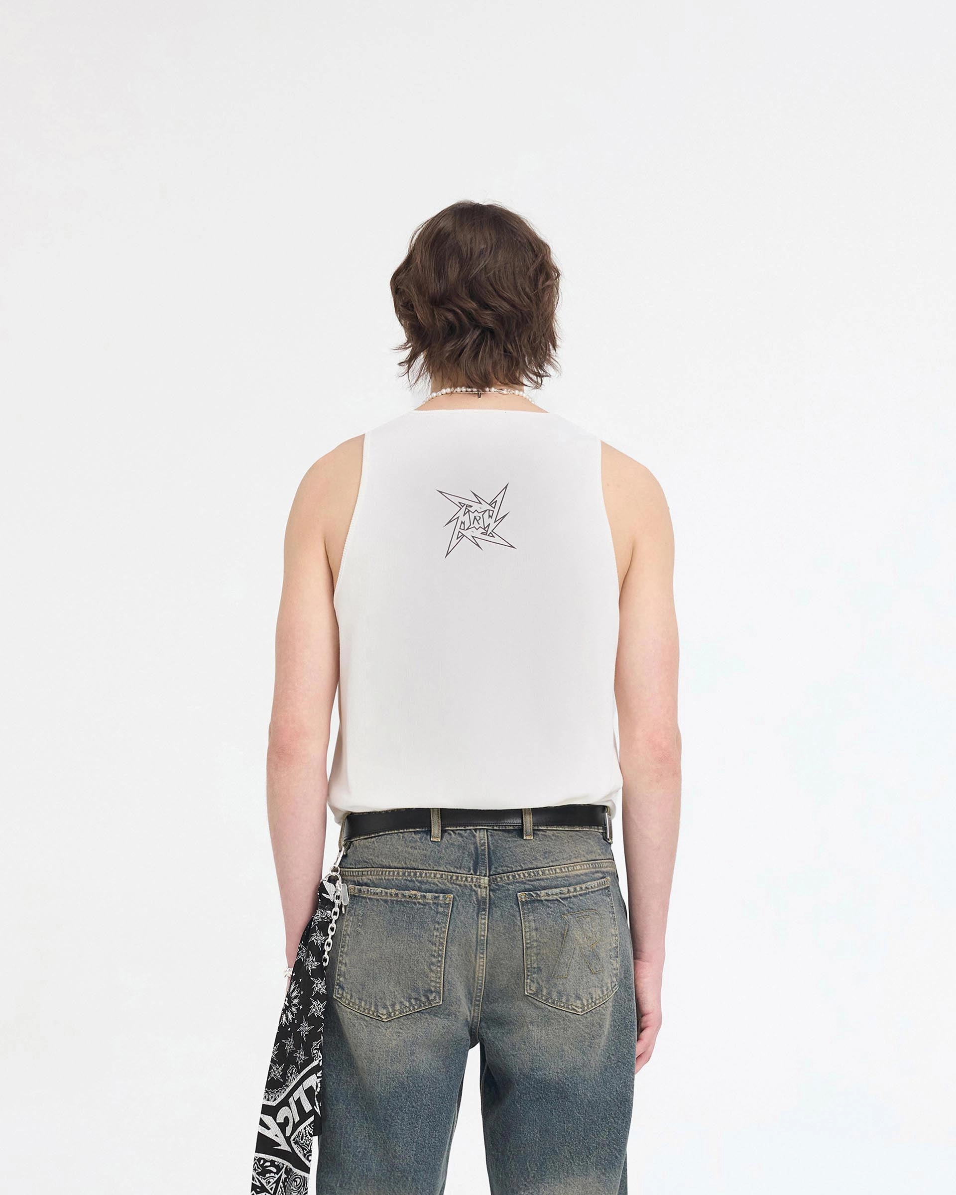 Represent X Metallica Local Crew Vest - Flat White oversized but not shapeless Comfortable Layers