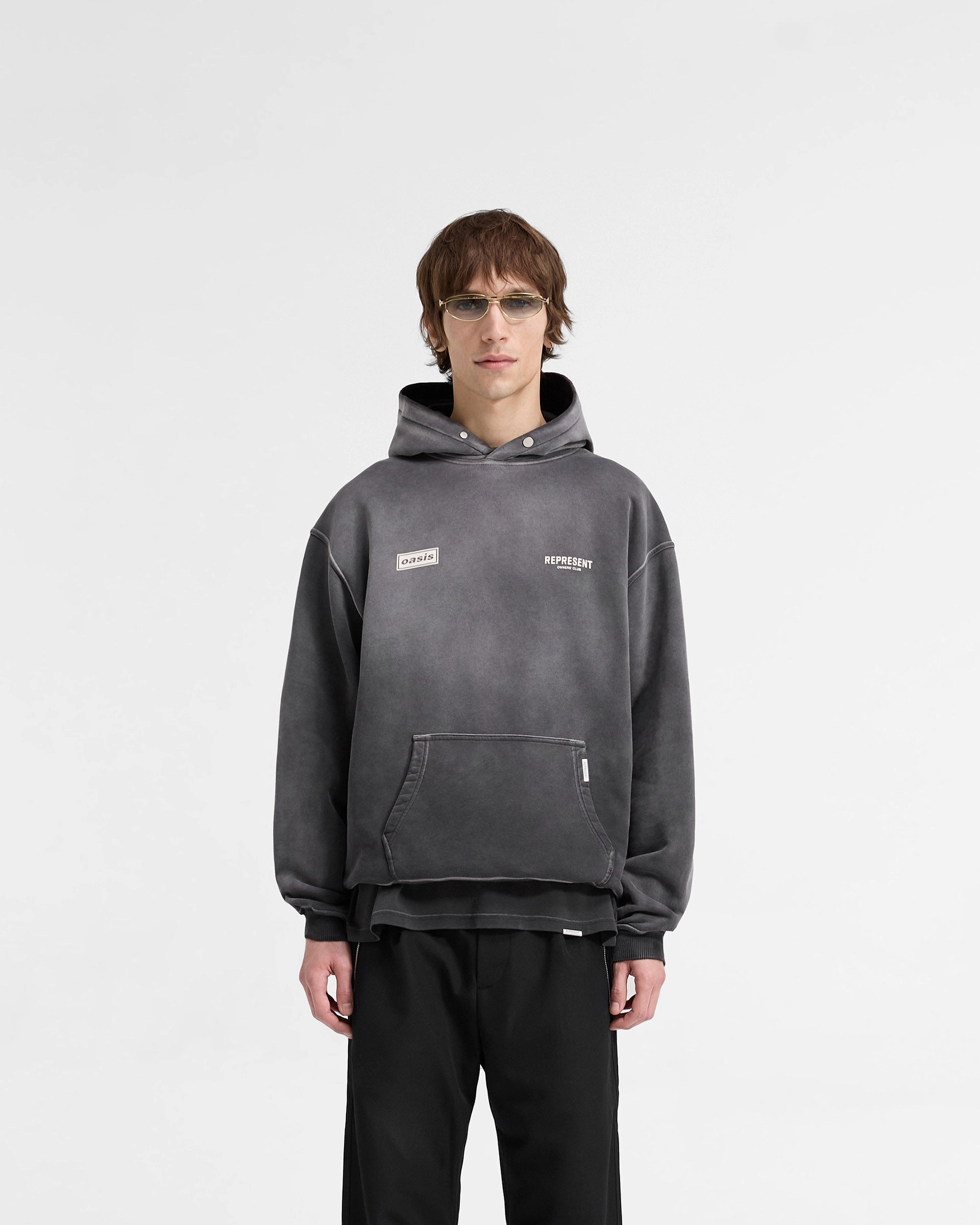 Represent X Oasis Owners Club Hoodie - Stained Black Affordable