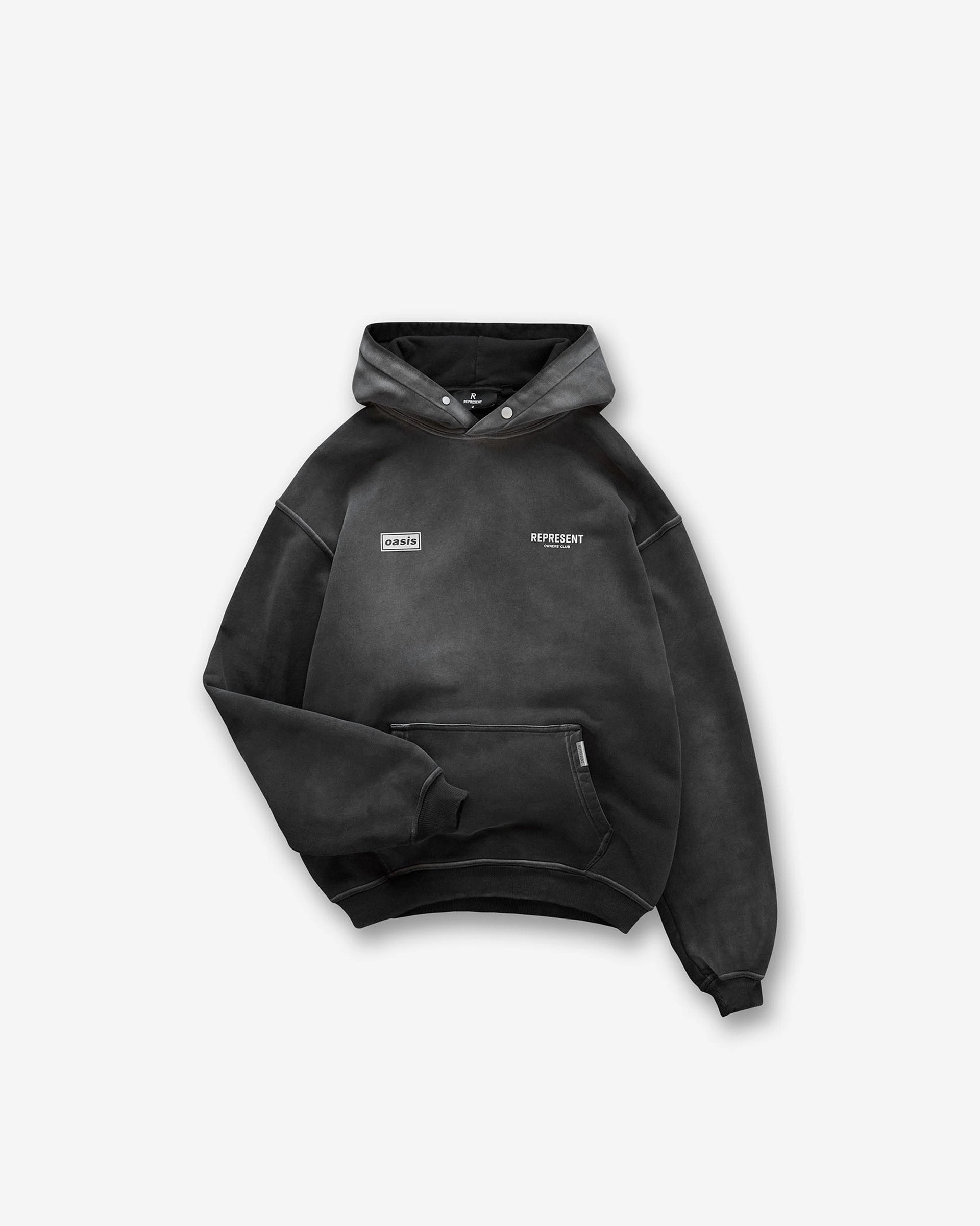New Year's Eve wear Performance Layer Represent X Oasis Owners Club Hoodie - Stained Black