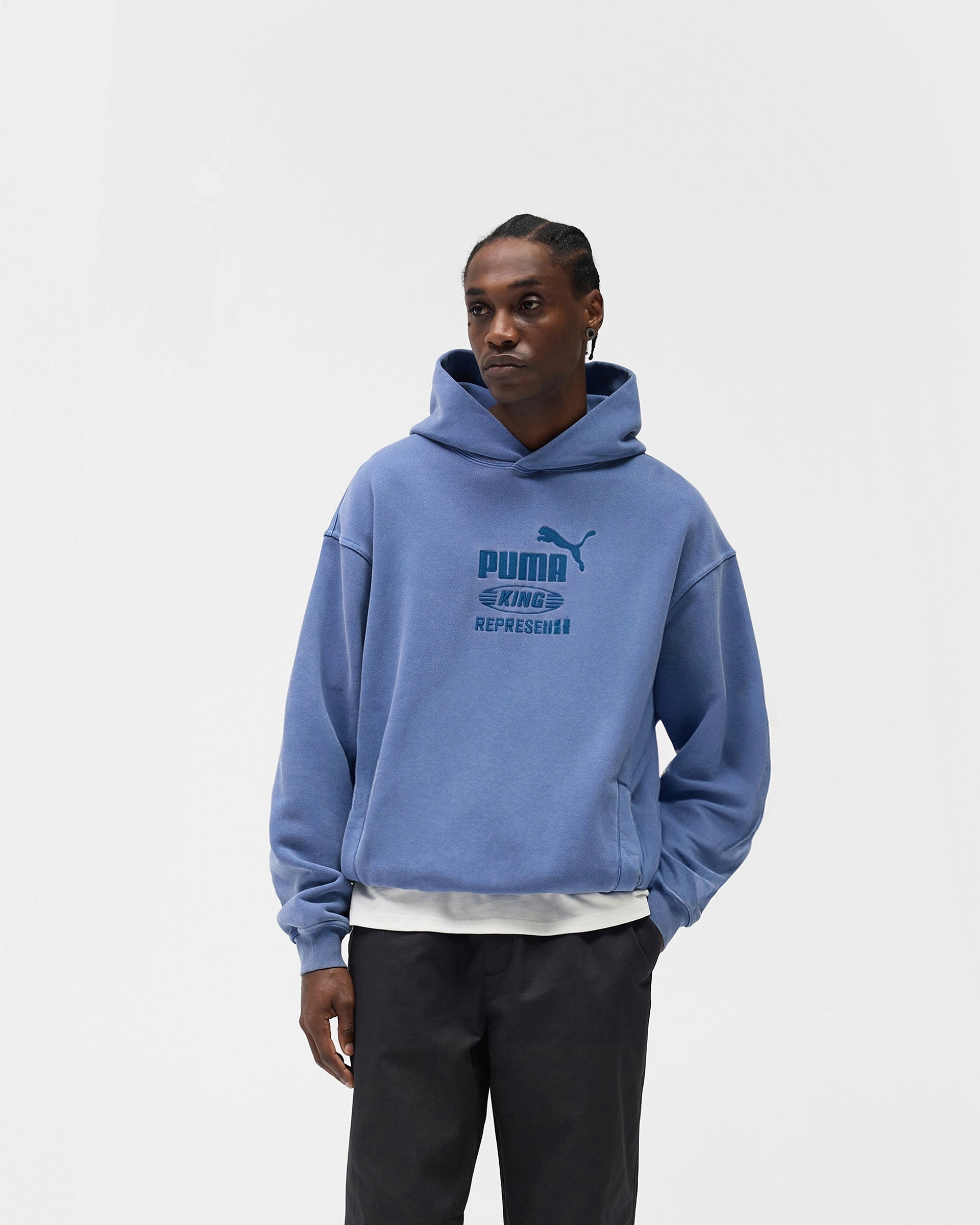 Cozy Waist Satin Lining Represent X Puma Graphic Hoodie - Blue Dusk