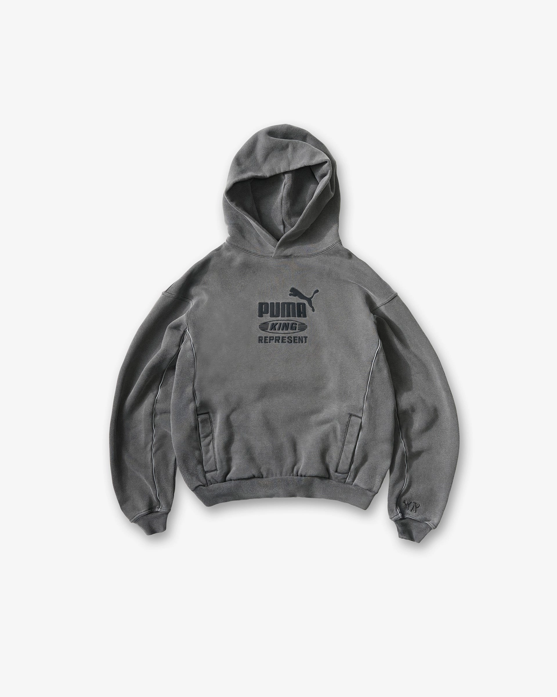 Street Scene Style Represent X Puma Graphic Hoodie - Dark Grey