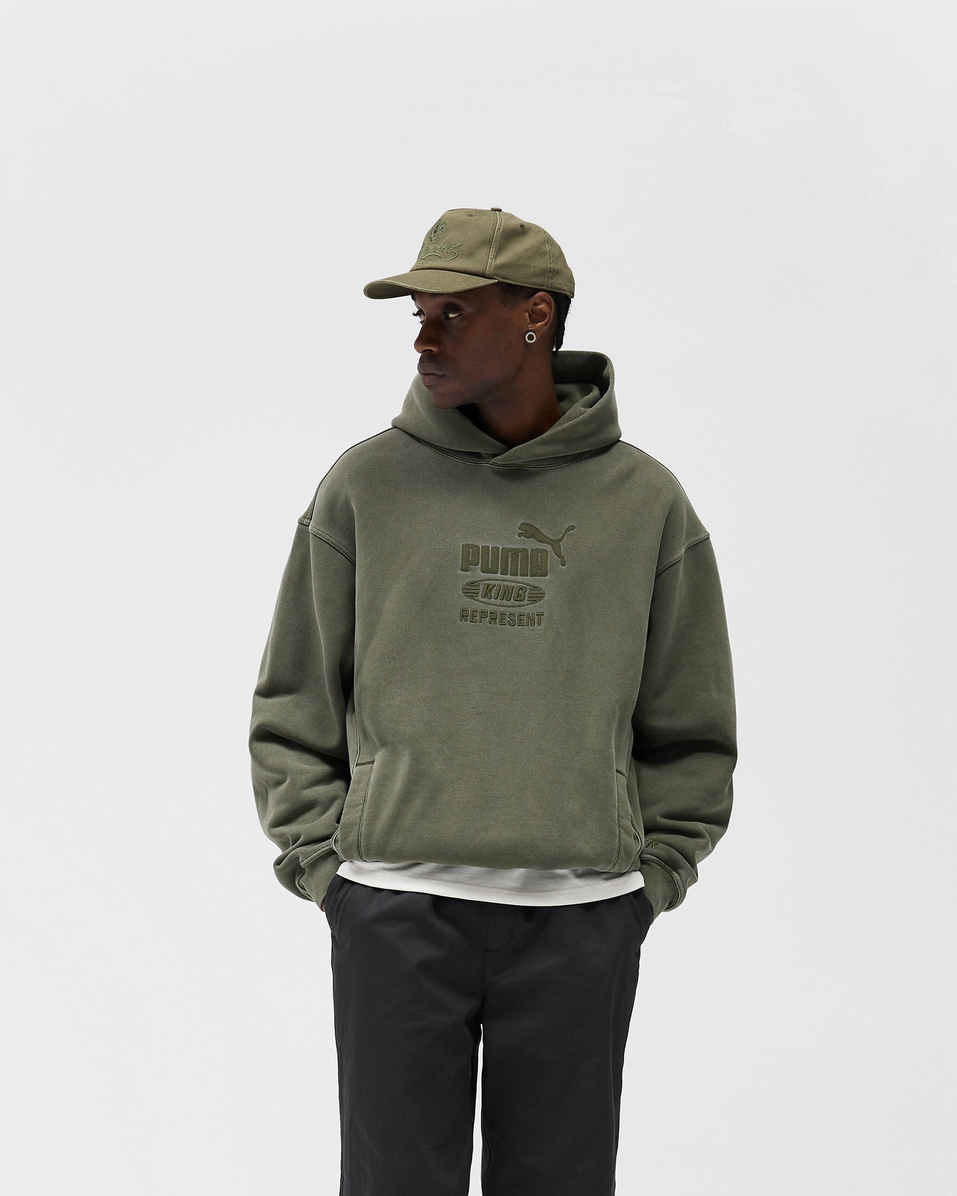 Represent X Puma Graphic Hoodie - Night Pine presentation outfit Light Stretch