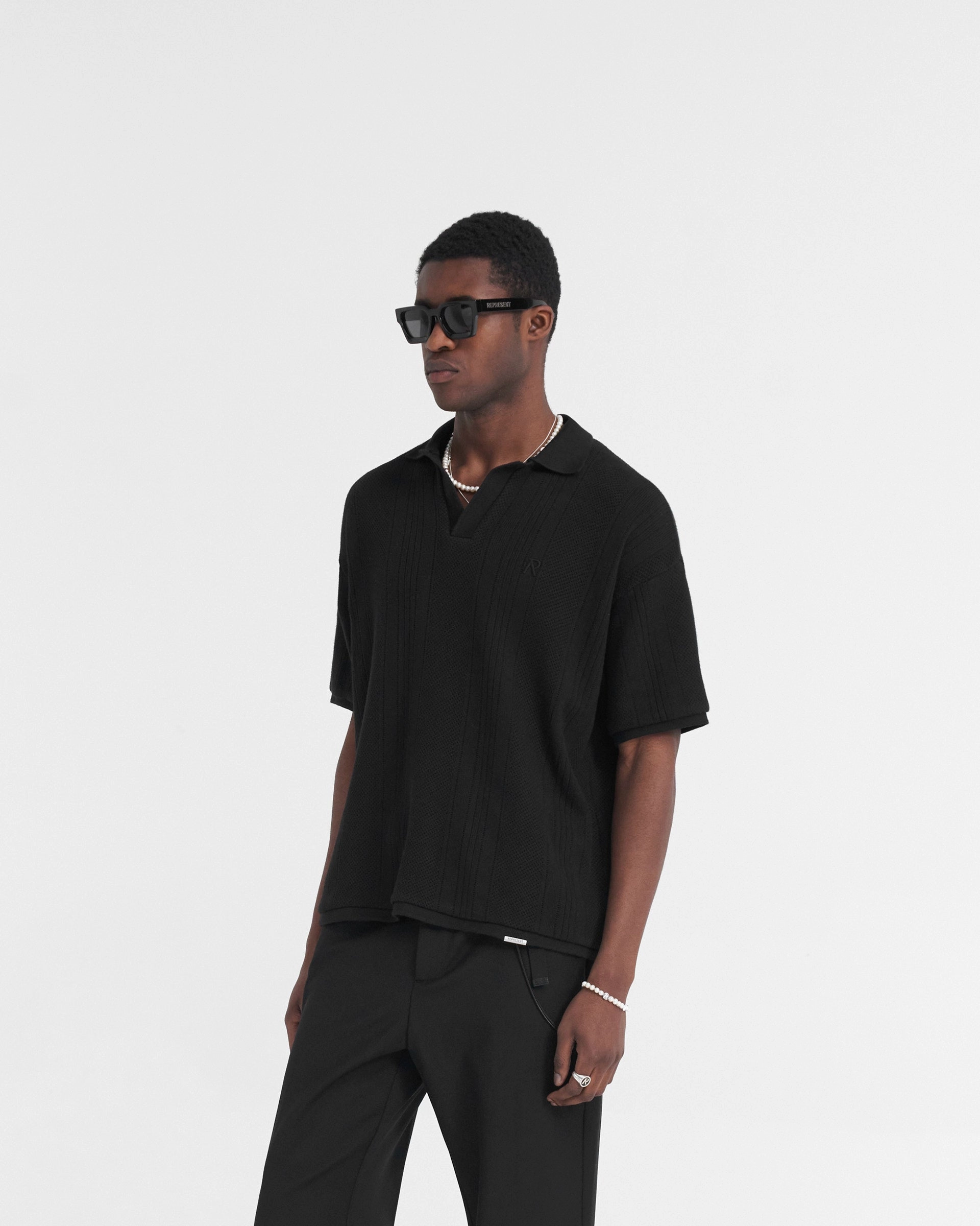 Open Stitch Polo - Black Everyday Look Non Iron Finish