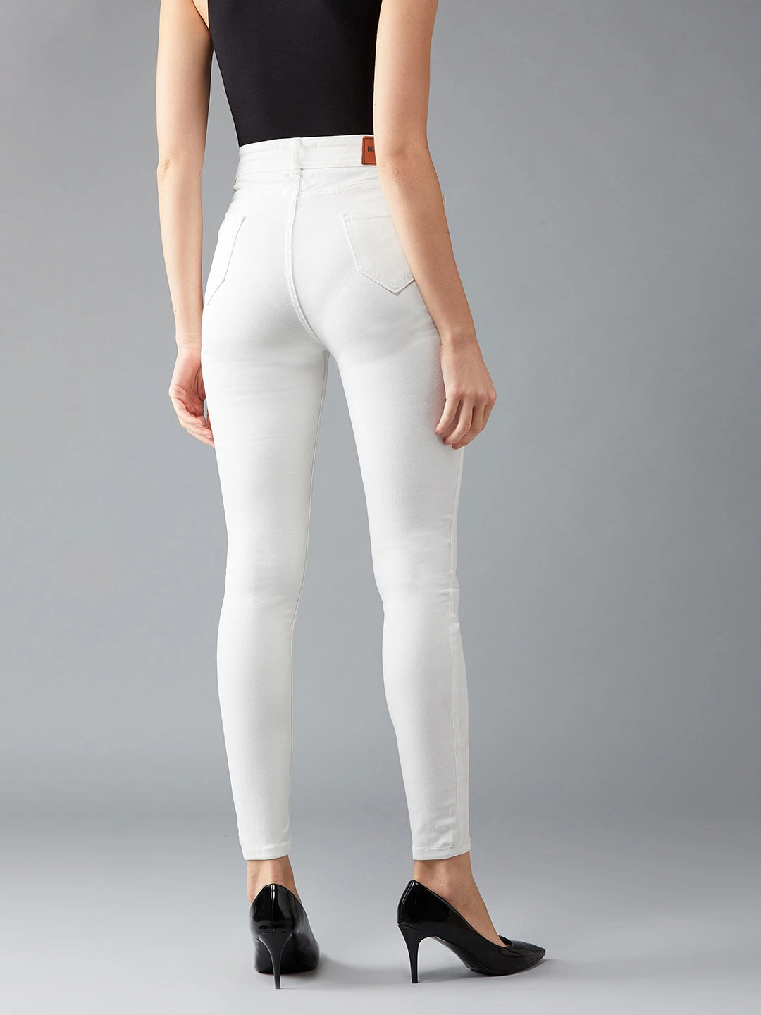Beach Day Sustainable Women's White Skinny High-Rise Clean-Look Bleached Regular-Length Stretchable Denim Jeans
