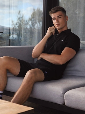 Subtle Print Comfy Design Sorrento Polo Shirt - Black