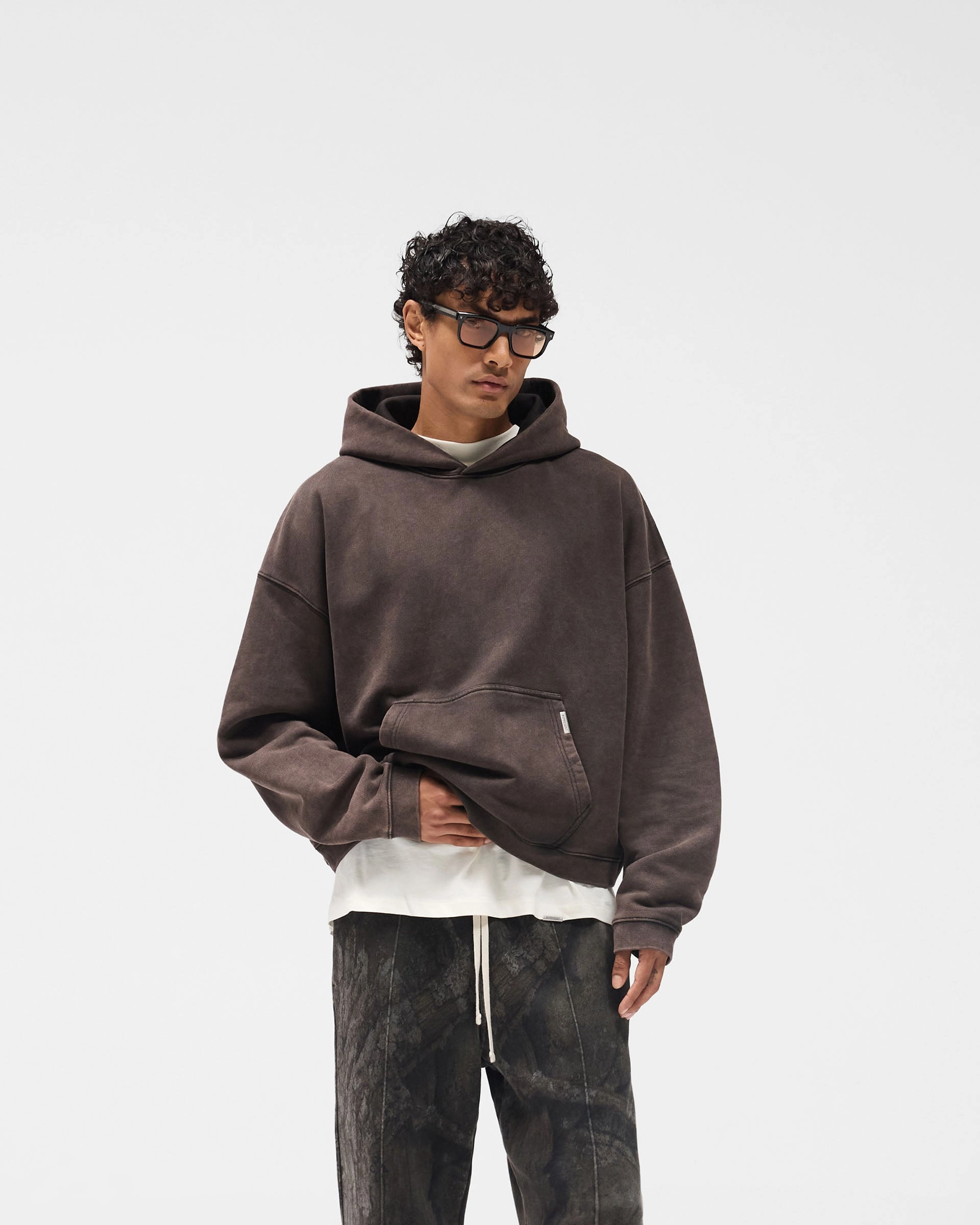 Initial Boxy Hoodie - Coffee Double Stitched Seams Comfort Design