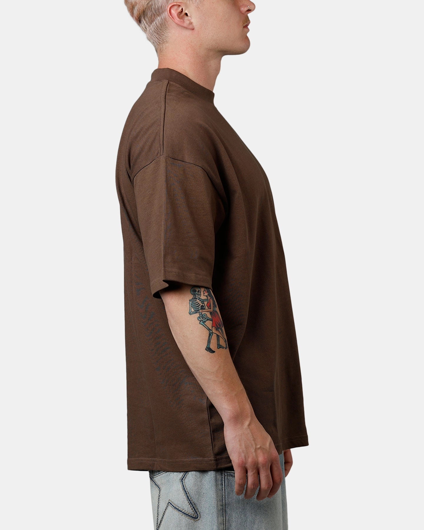 Culture Kings Everyday Mock Neck T-Shirt Brown ReinforcedShoulders