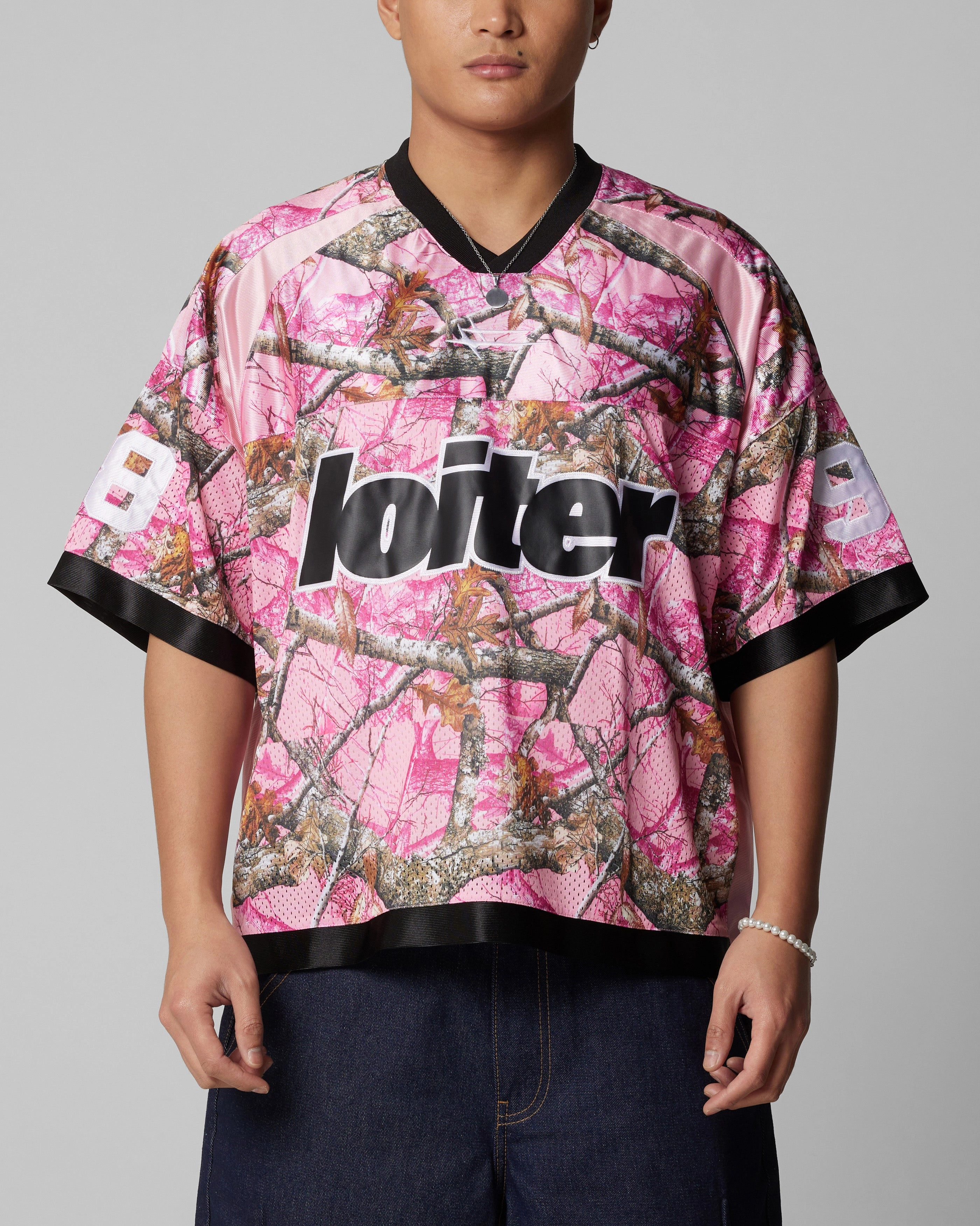 Loiter Training Jersey Pink Camo MicrofiberBlend Two Tone Texture Effect