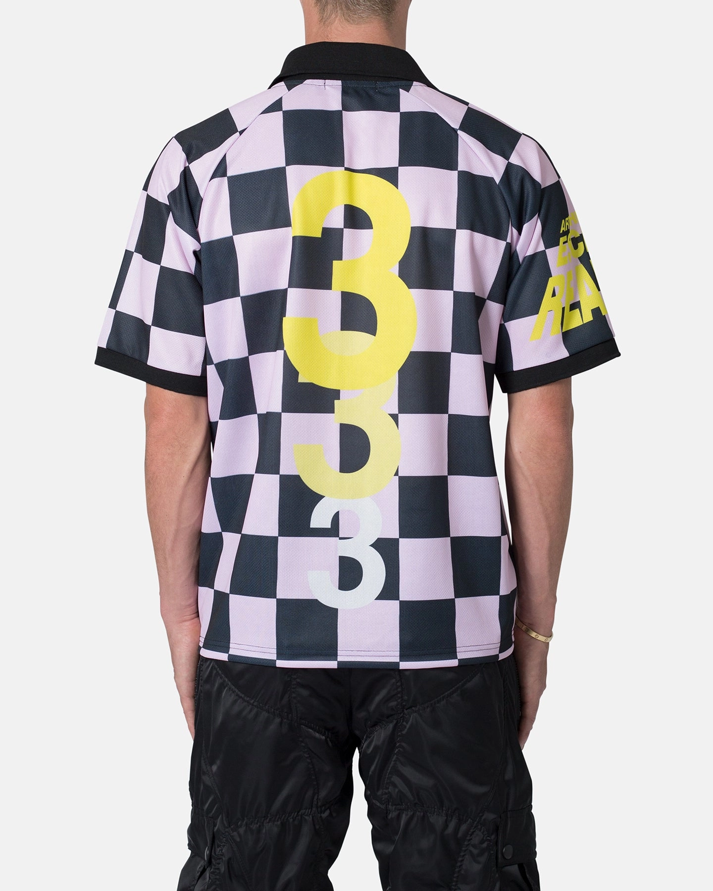 MNML Checkered Polo Shirt Pink Reinforced Seams ReflectiveTrim