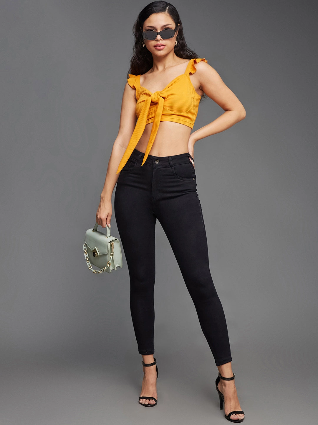 Everyday Fashion All Time Basic 24/7 Comfort Black Skinny-Fit High-Rise Cropped-Length Stretchable Denim Jeans