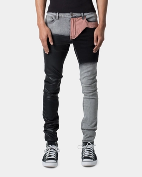 MNML X596 Patched Skinny Denim Jeans Multi Outdoor Lifestyle Distressed finish