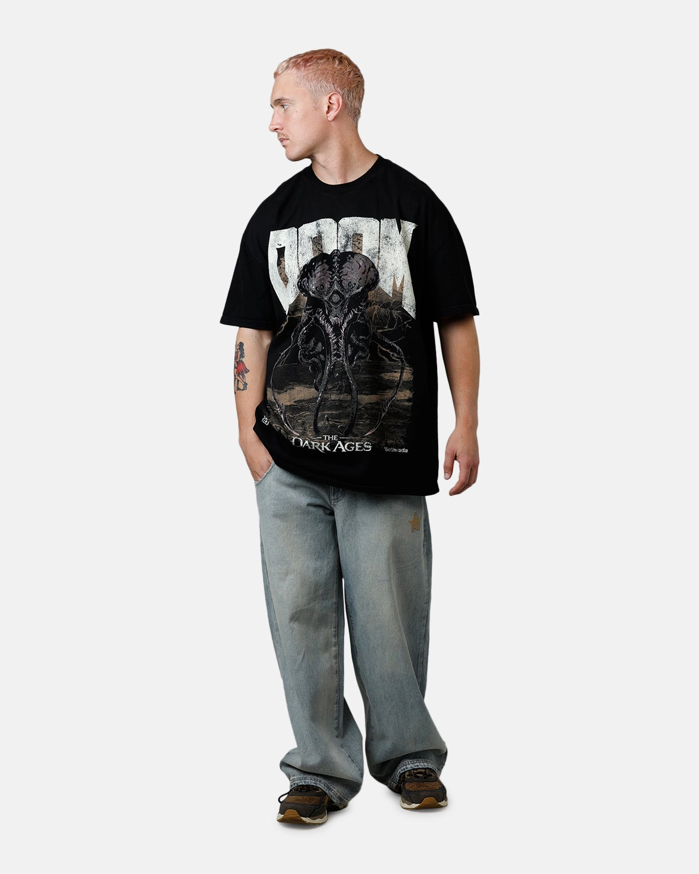 Adaptive Waistband Street Style 73 Studio X DOOM: The Dark Ages Cacodemon Metal T-Shirt Black