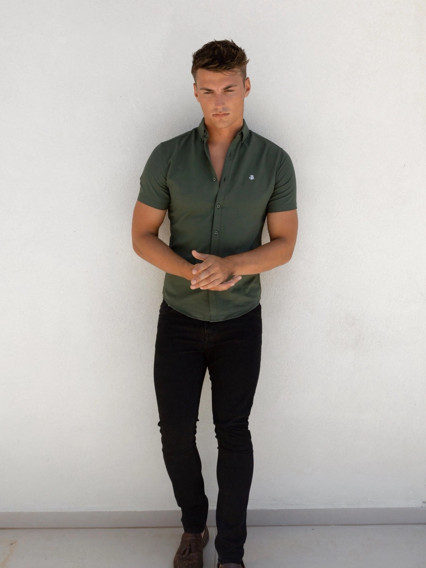 Ronan Short Sleeve Shirt - Green Ventilated Back