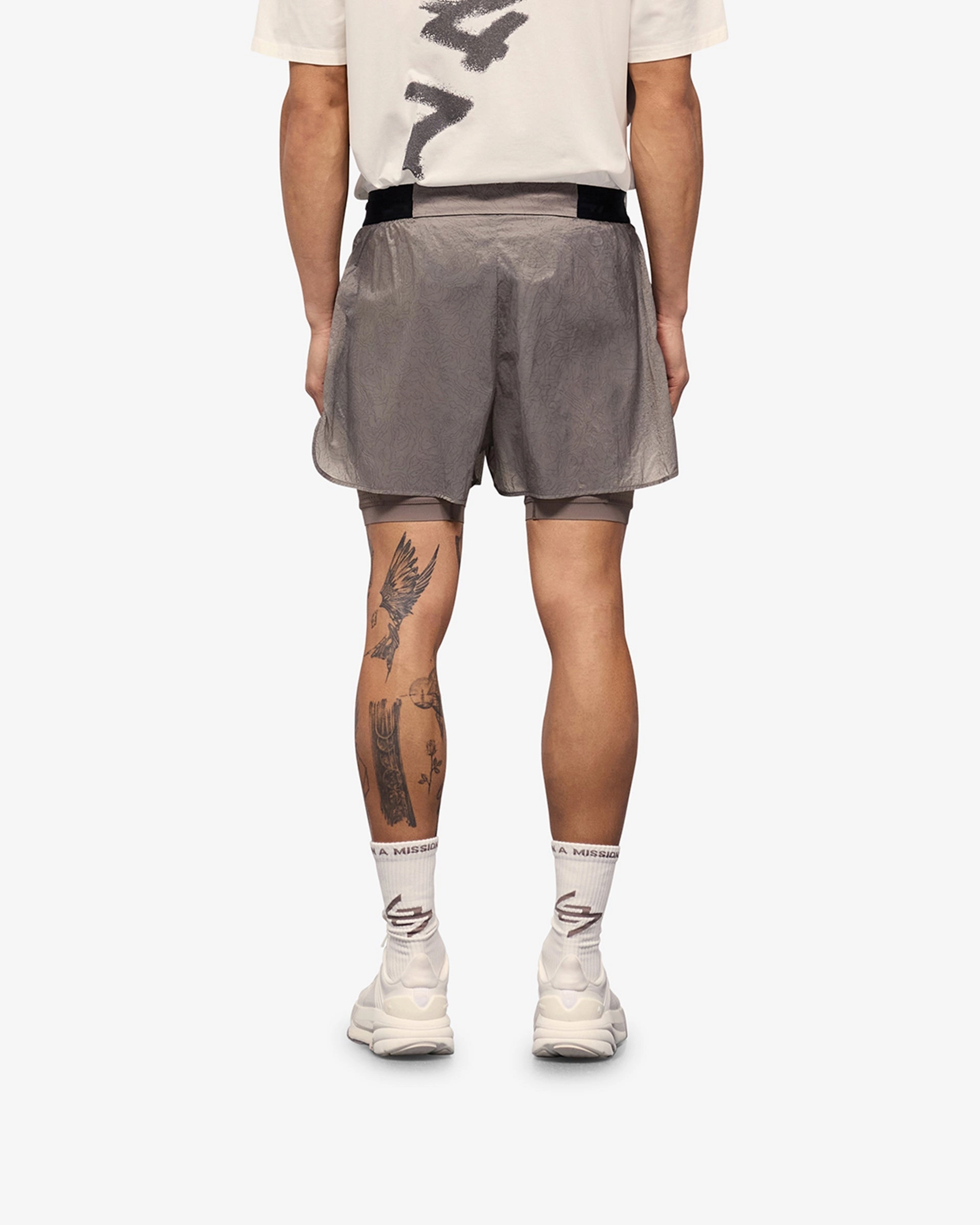 Cotton shorts 247 Contour 2-In-1 Run Shorts - Pebble