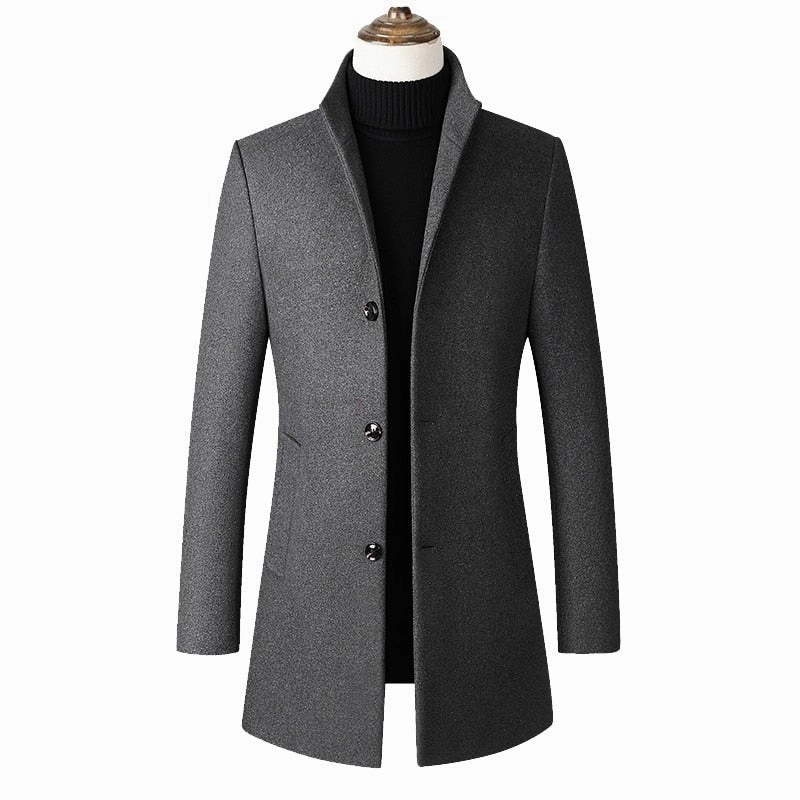 West Louis? Winter Executive Business-Men Woolen Long Trench Coat Tailored Cut