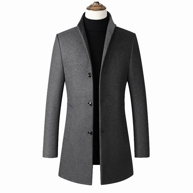 West Louis? Winter Executive Business-Men Woolen Long Trench Coat Detachable Layer
