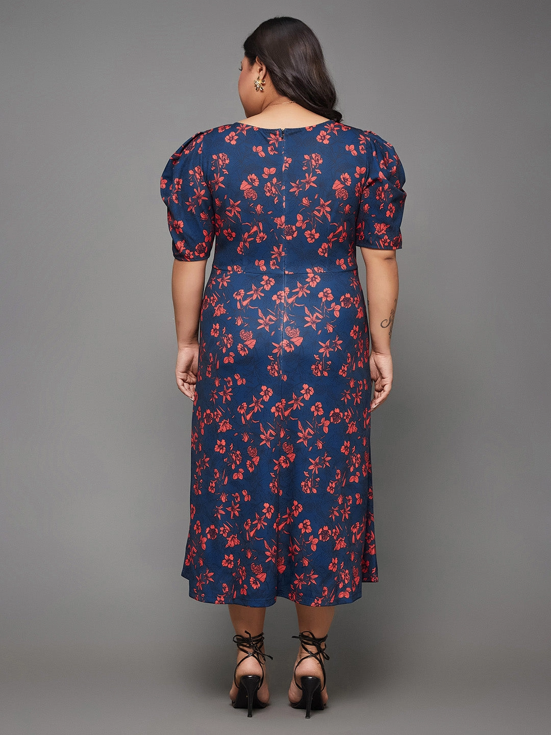 Removable-Straps Cozy Base Body Bliss Multicolored-Base-Teal Floral Wrap Midi Dress