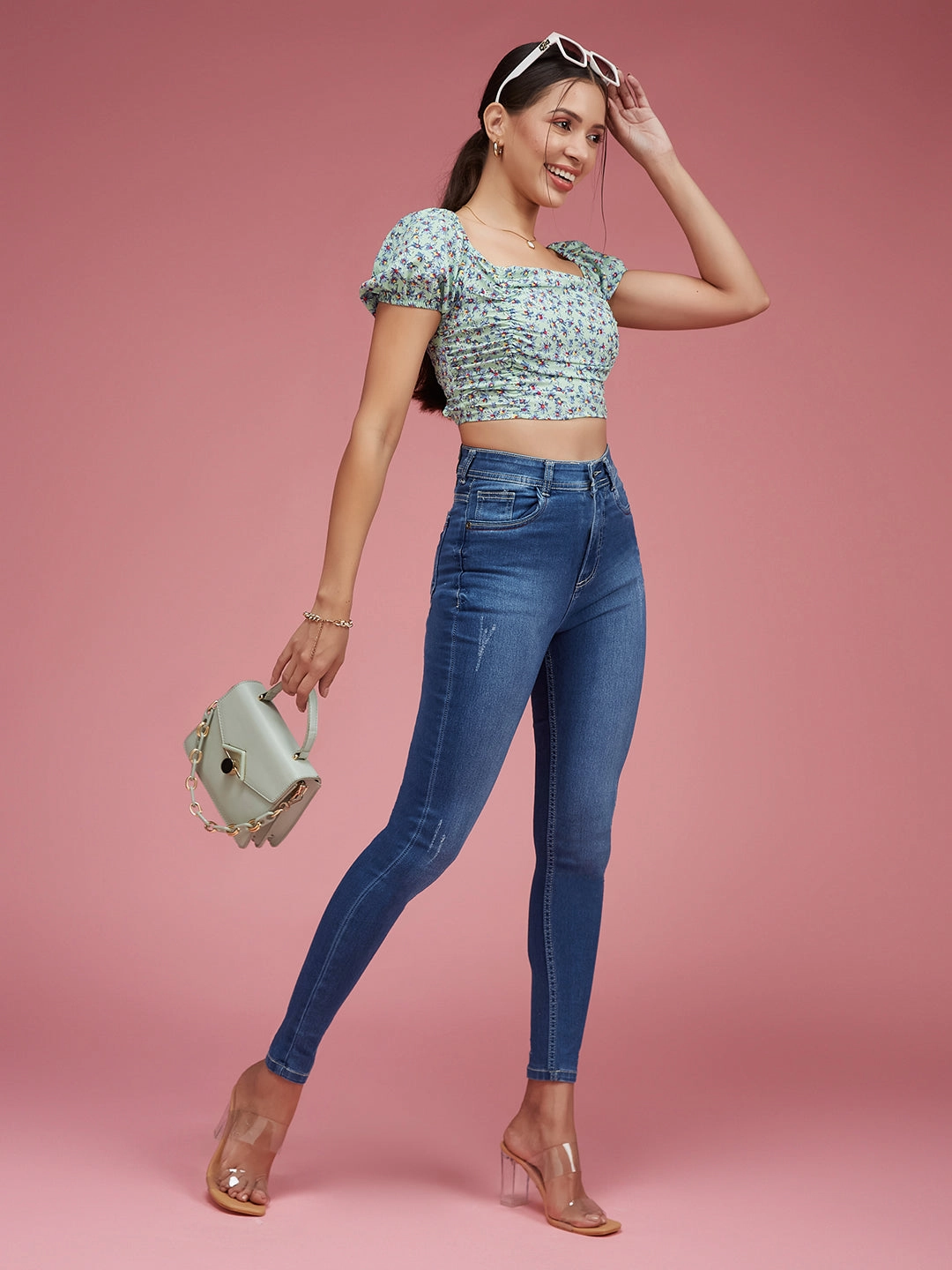 Low Maintenance Denim Women's Blue Skinny-Fit High-Rise Stretchable Denim Jeans