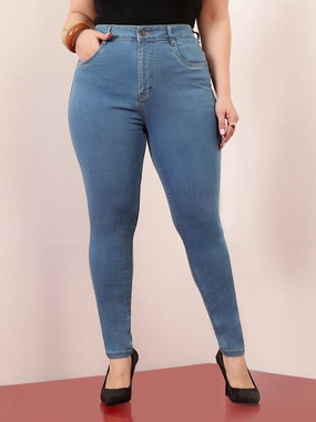 Women's Blue Skinny High-Rise Cropped Denim Jeans Fit and Comfort Closet Must