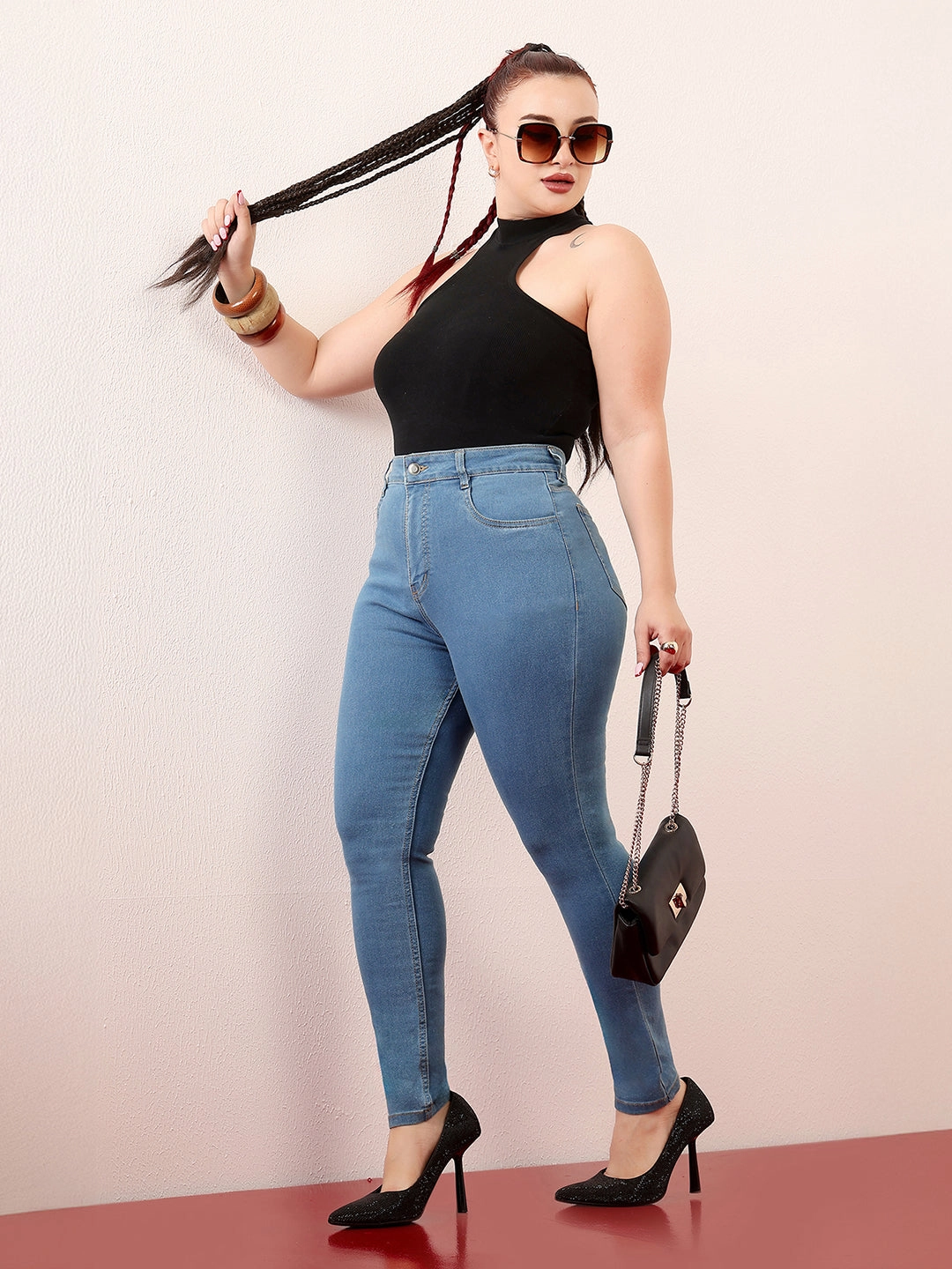 Daily Mix Trend Setter Sunny Vibes Women's Blue Skinny High-Rise Cropped Denim Jeans