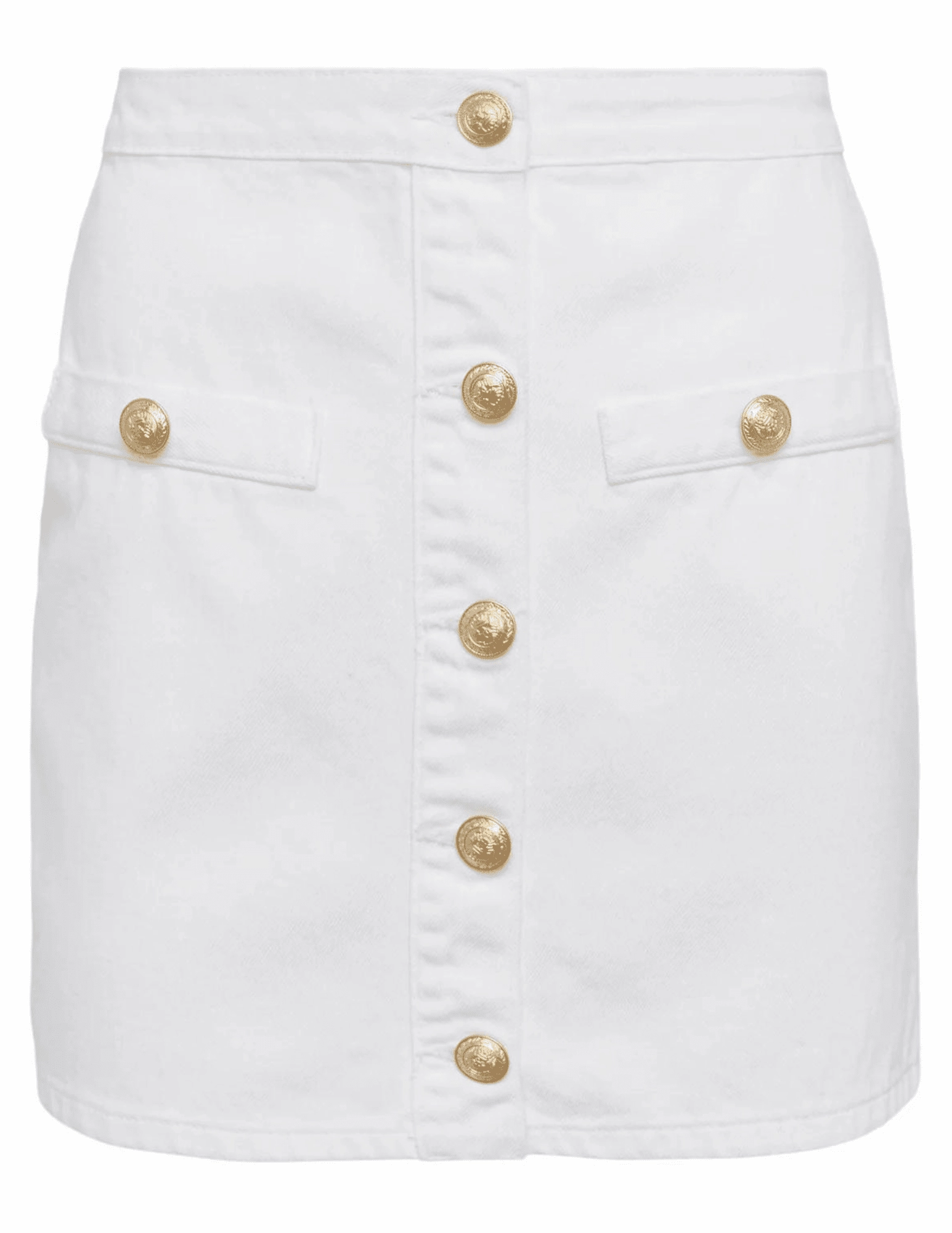 L'AGENCE Kris Button Front Denim Mini Skirt In Blanc Party Look Couple Look Earthy Unisex Look