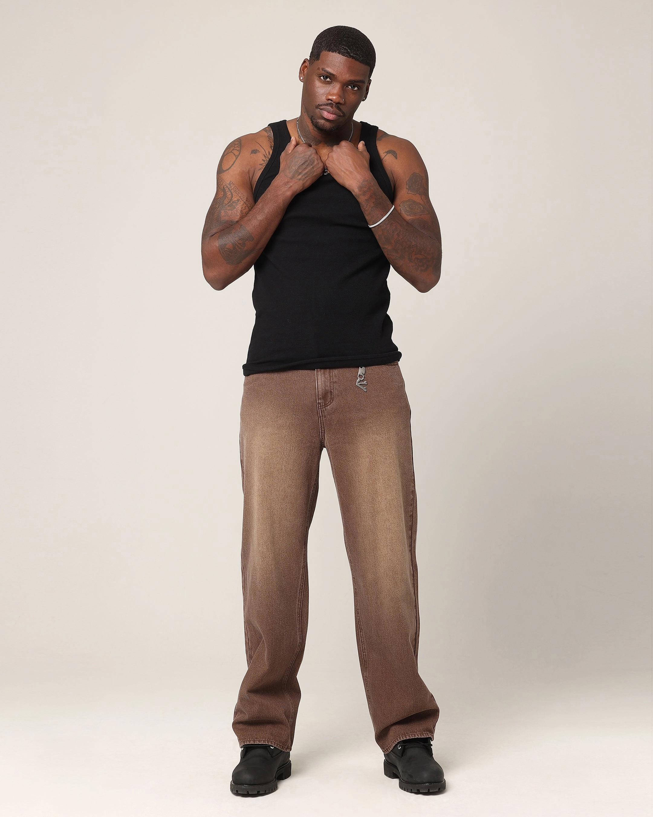 Saint Morta Amethyst Relaxed Jeans Washed Brown StainResistantCoating