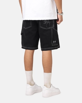 Essential Layer Body Contour Saint Morta Amplus Fray Carpenter Jort Shorts Contrast Black