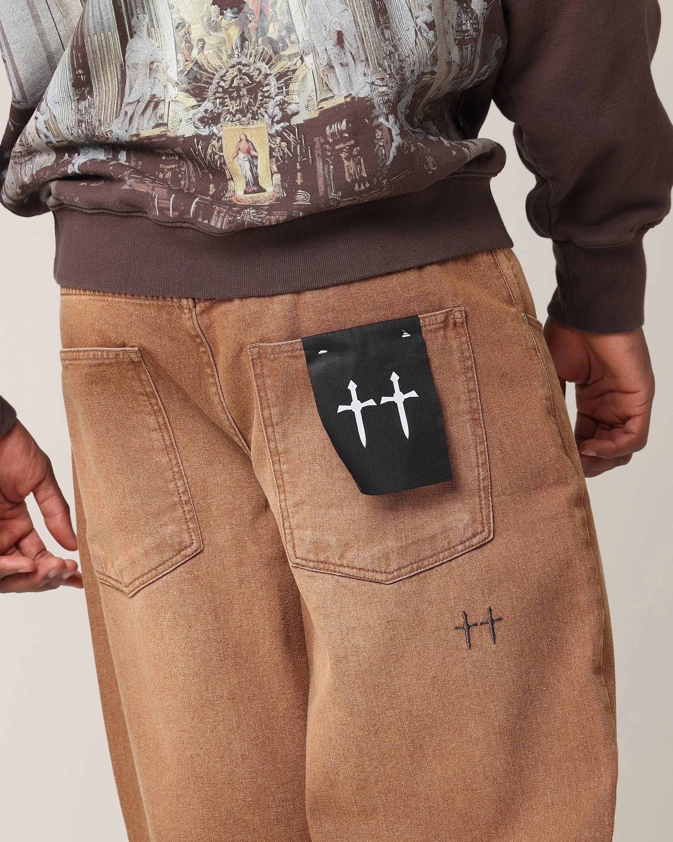 Versatile Fit Durable Seam Construction Saint Morta Amplus Jeans Vintage Sand