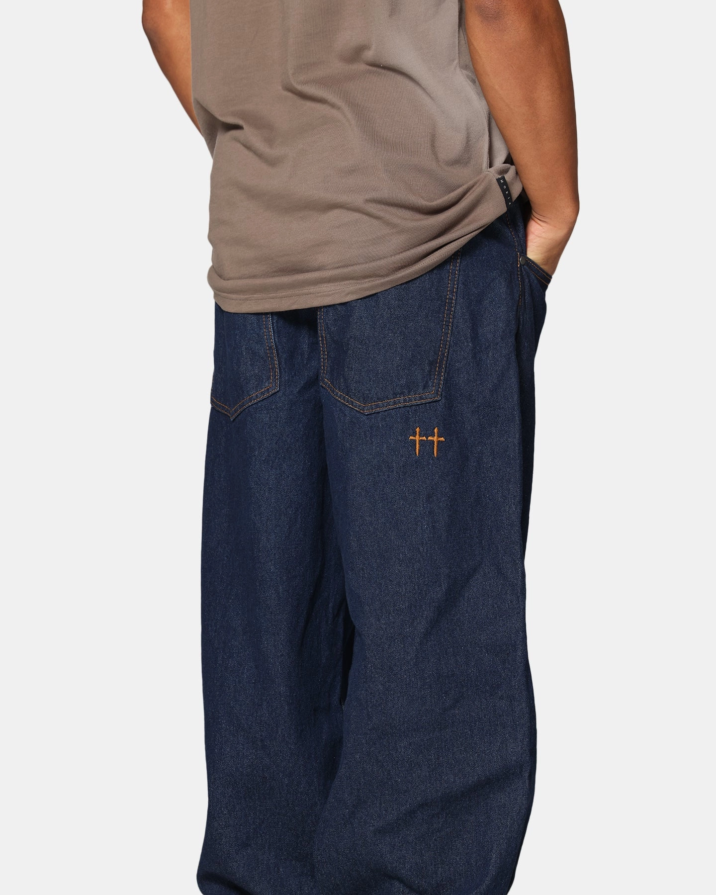 Basic Style Saint Morta Amplus Selvedge Cuffed Jeans Indigo/Tan