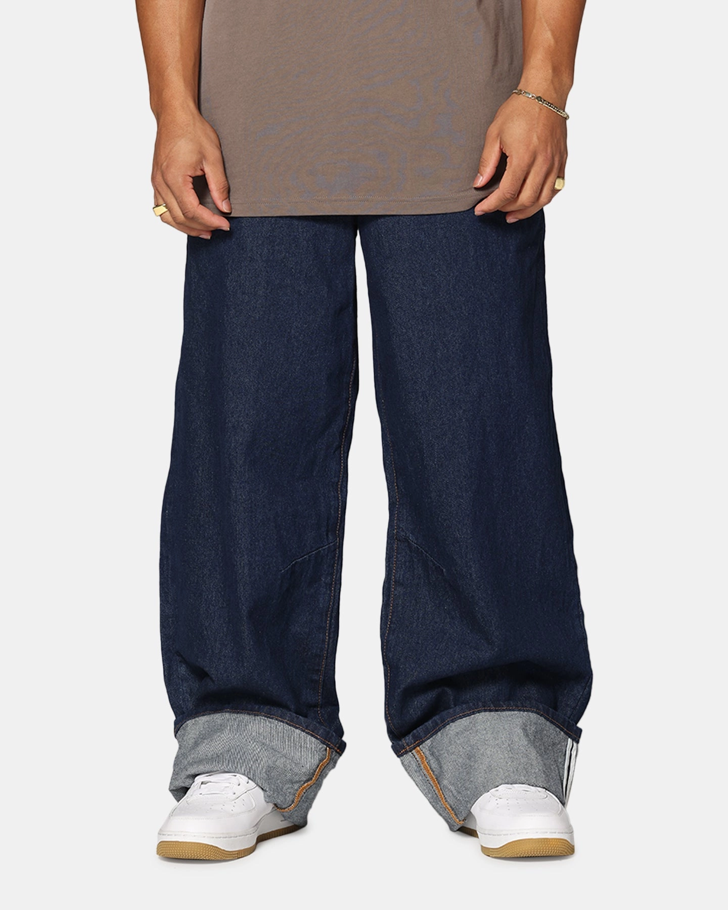 Saint Morta Amplus Selvedge Cuffed Jeans Indigo/Tan Perfect Comfort Fit HighRiseWaist