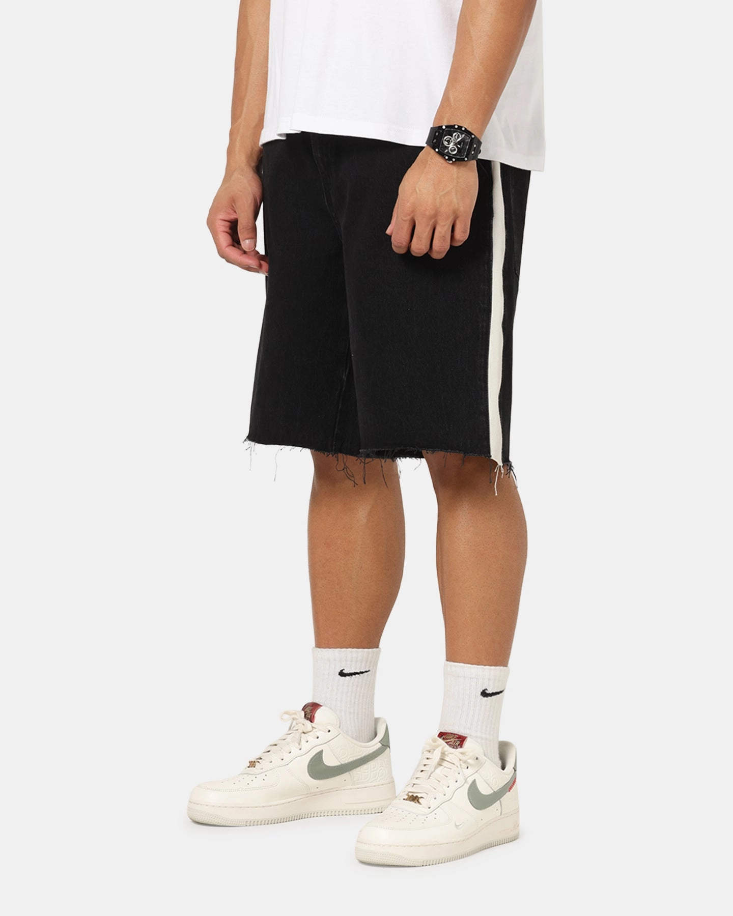 Comfort Wear Fit Timeless Design Saint Morta Amplus Sidewinder Denim Jort Shorts Black/Off White