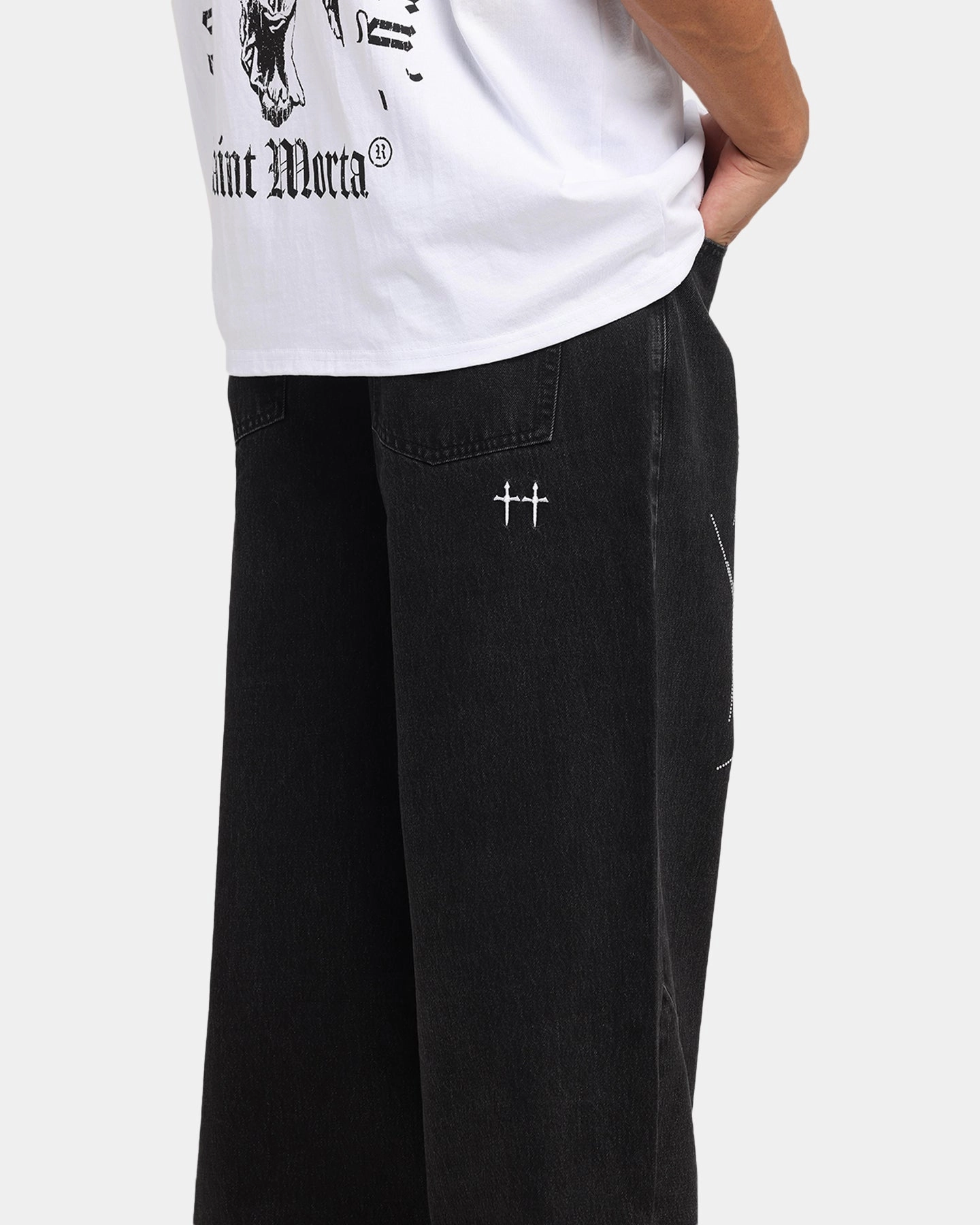 Saint Morta Amplus Tribal Rhinestone Jeans Black Shadow Essential Wear Functional fashion wear