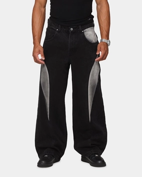 Flexible Knee Articulation Saint Morta Amplus Workwear Jeans Black/Grey