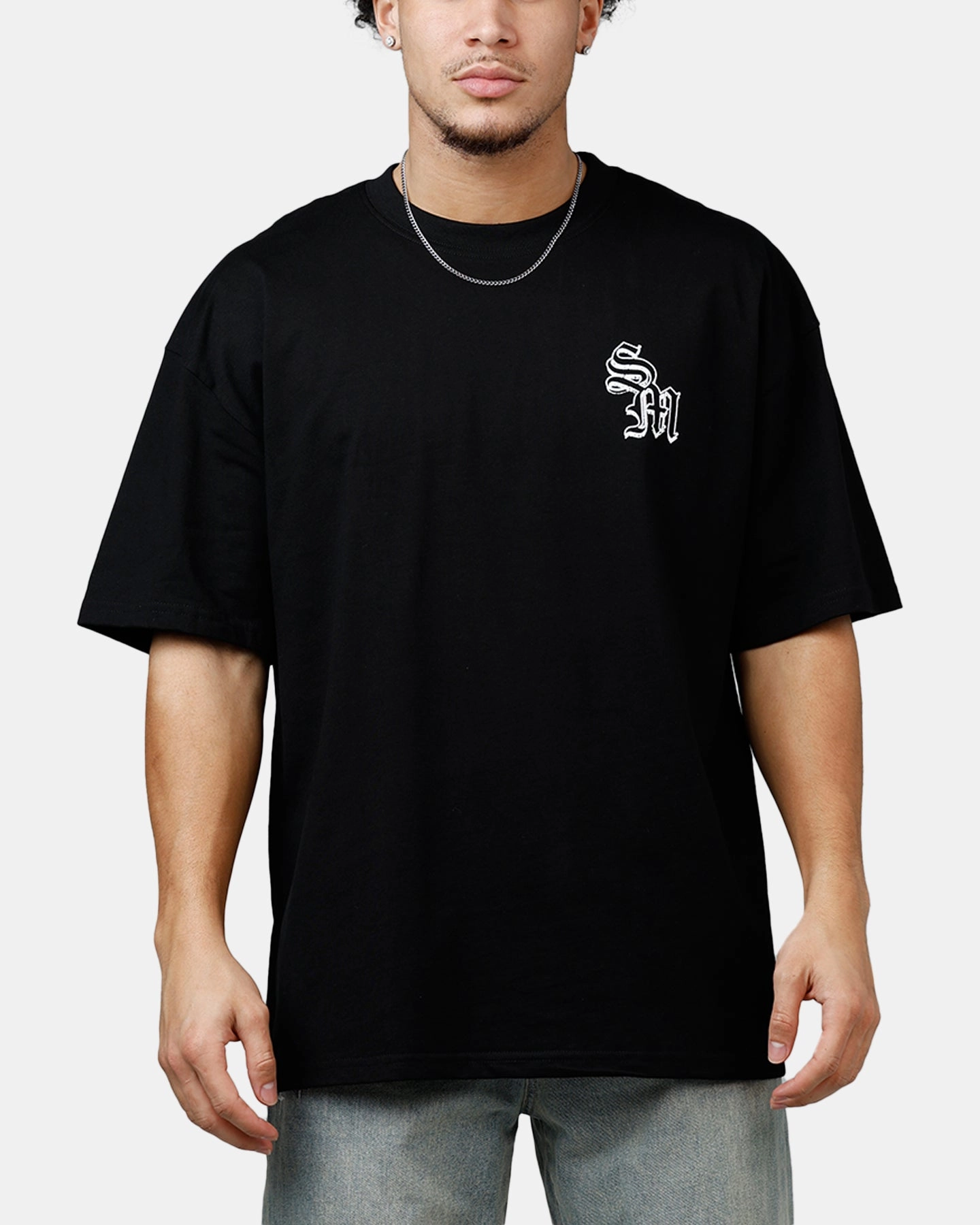 Saint Morta Augustine T-Shirt Black ContouredPanels SheerLayering
