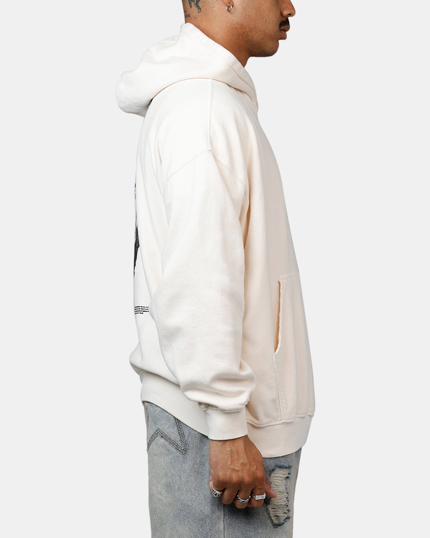 Curved Hem Design Saint Morta Awakening Premium Hoodie Off White