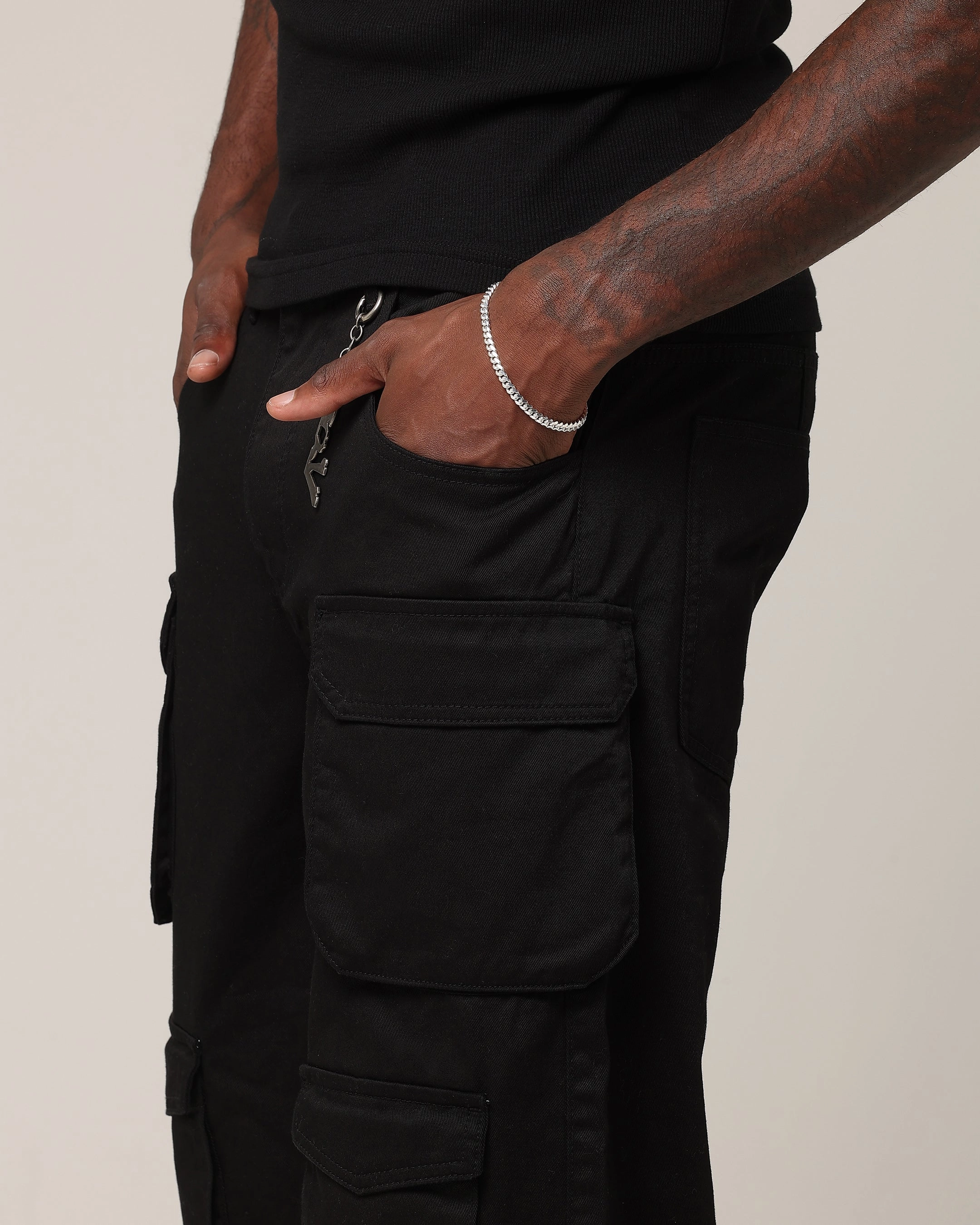 Saint Morta Baggy Cargo Pants Black Quick Pack
