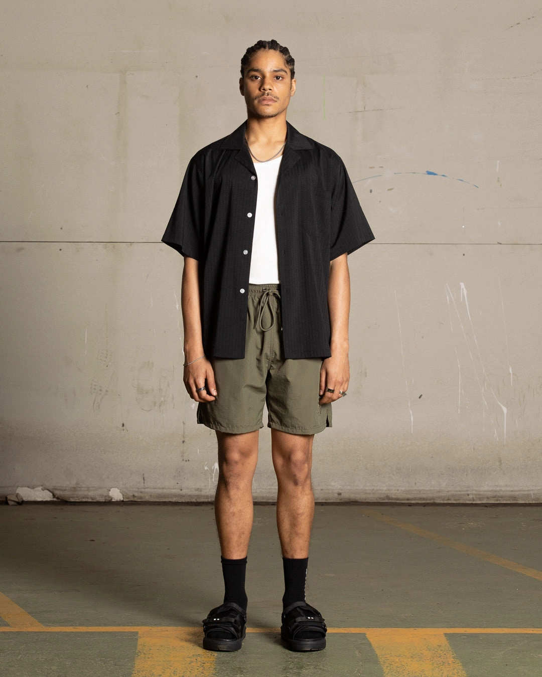 Saint Morta Cali Beach Shorts Khaki Green Double Stitched Seams Minimal Vibe