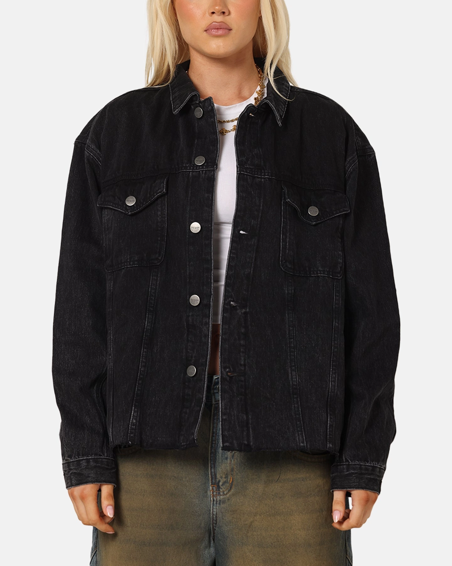 Quick Dry Performance Saint Morta Daggers Cutoff Denim Jacket Vintage Black