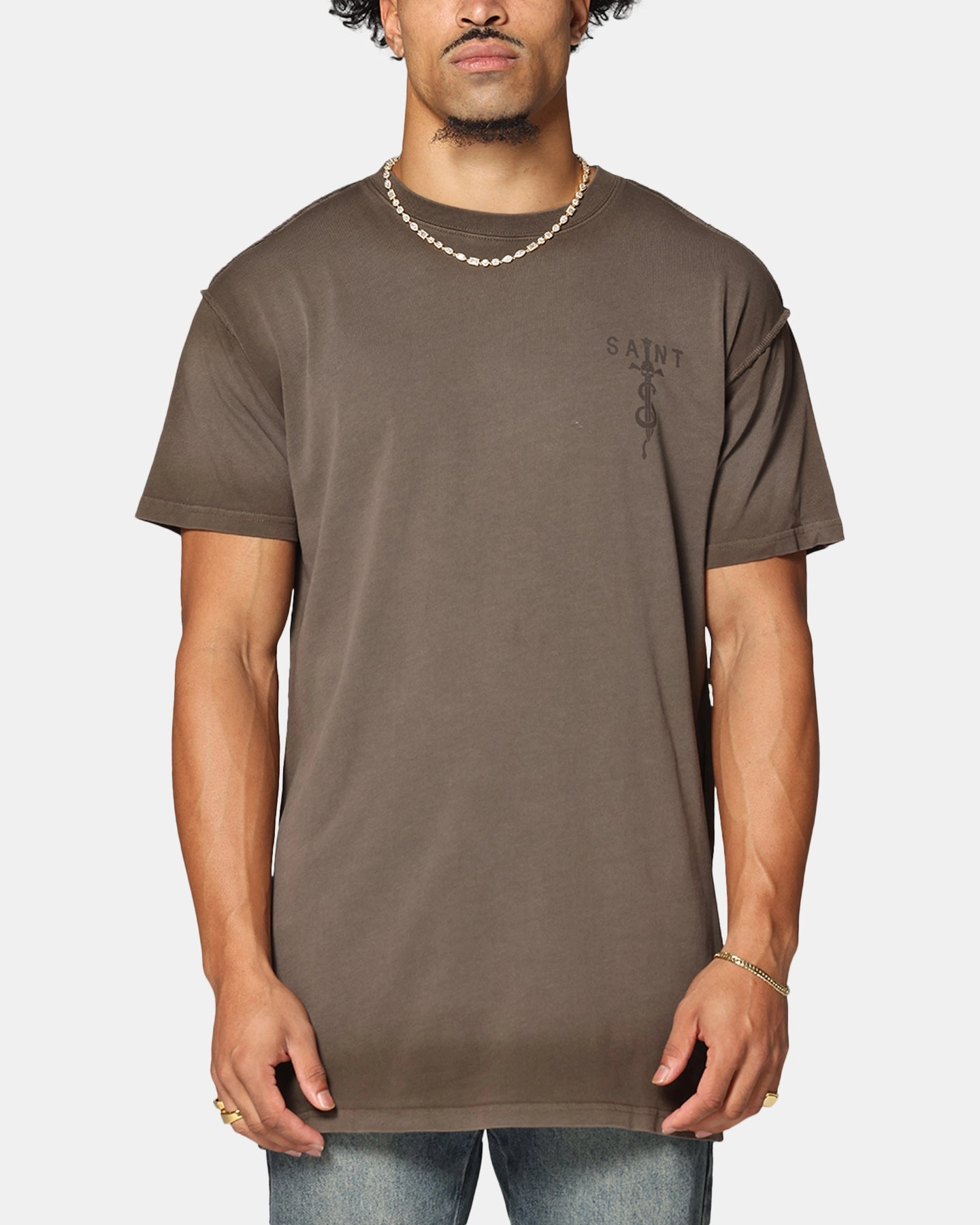 Saint Morta Daggers Lafayette T-Shirt Contrast Brown Everyday Comfort NonIrritating Seams