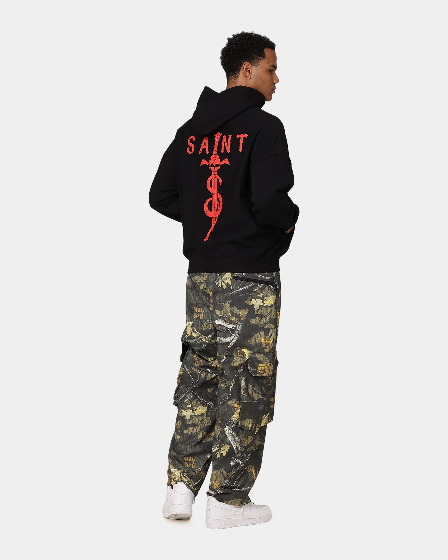 Mesh Lining Drop Shoulder Saint Morta Daggers Premium Hoodie Black/Red
