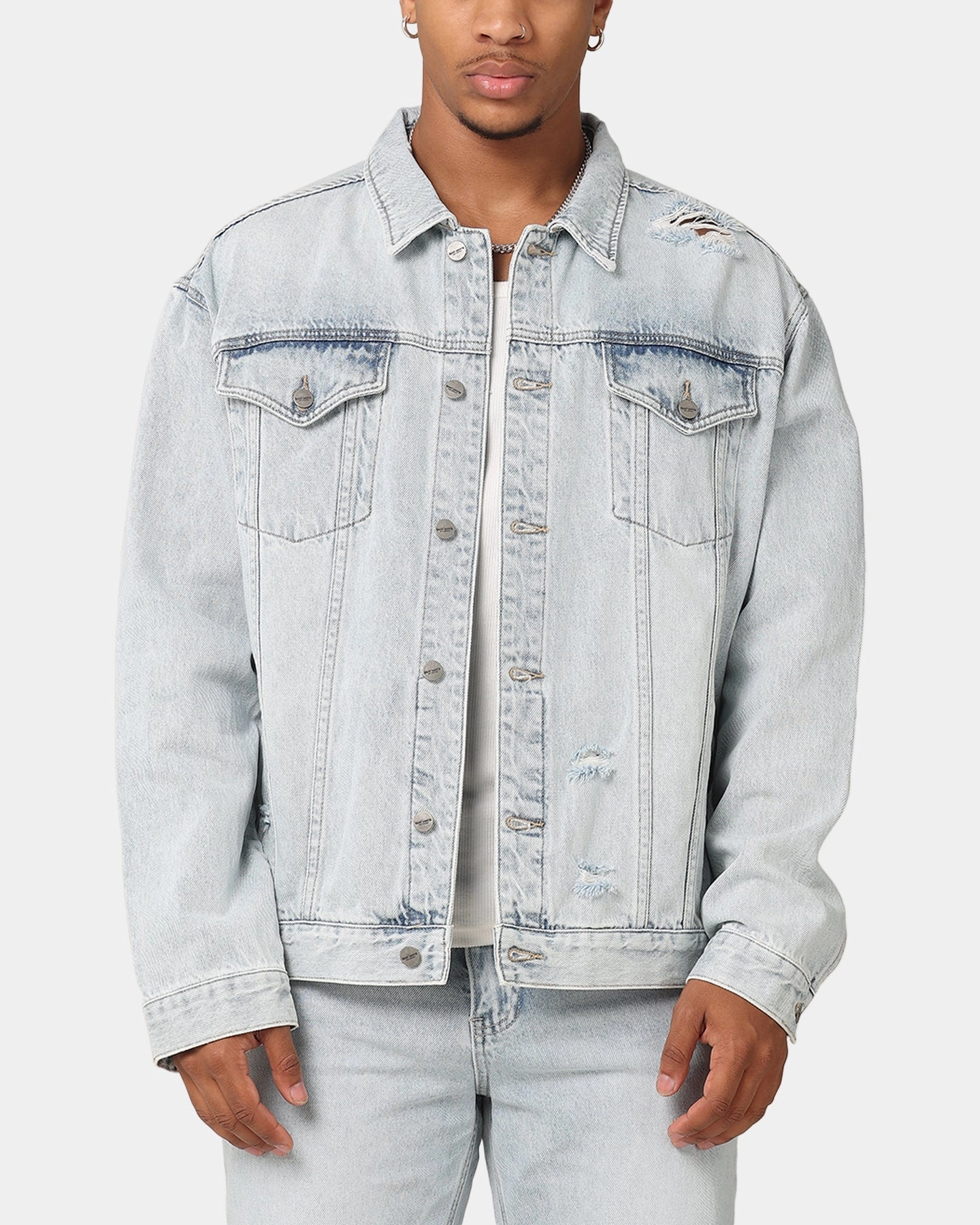 Saint Morta Denim Trucker Jacket Light Blue Denim Everyday Active Style