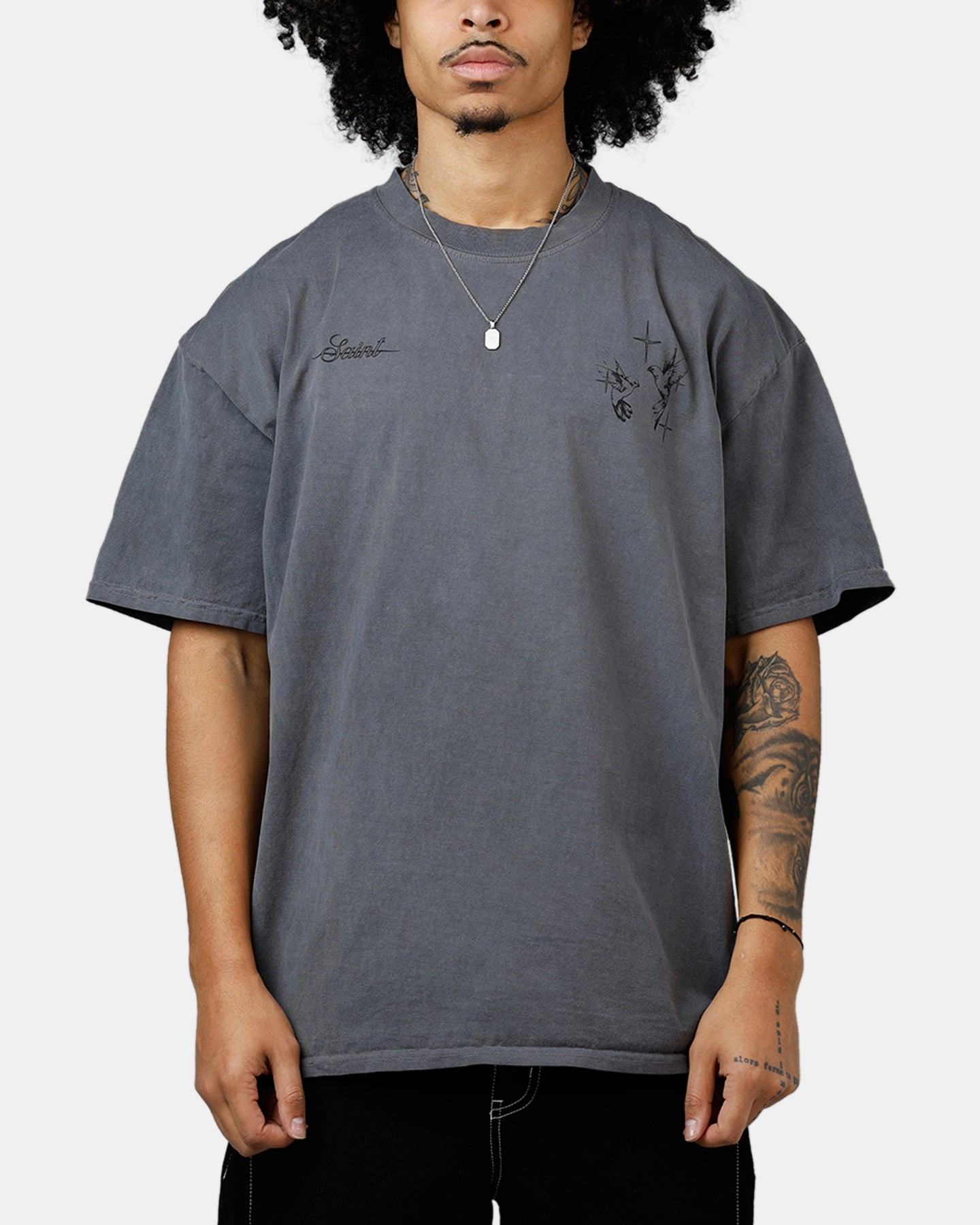 Comfortable Collar ZeroWastePattern Saint Morta Destiny Rising T-Shirt Washed Charcoal