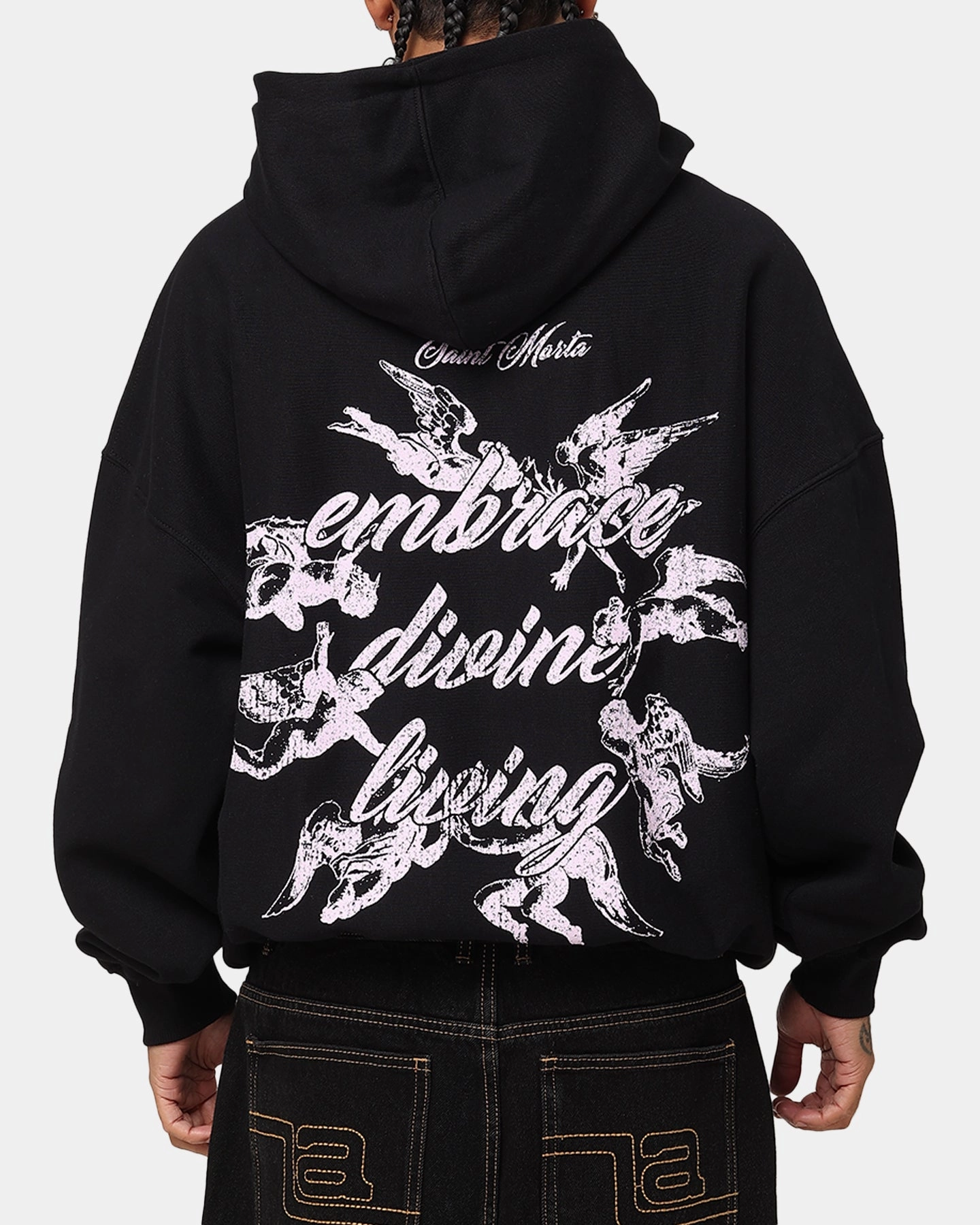 Saint Morta Divine Living Hoodie Black Stylish Dress ReflectiveTrimDetails